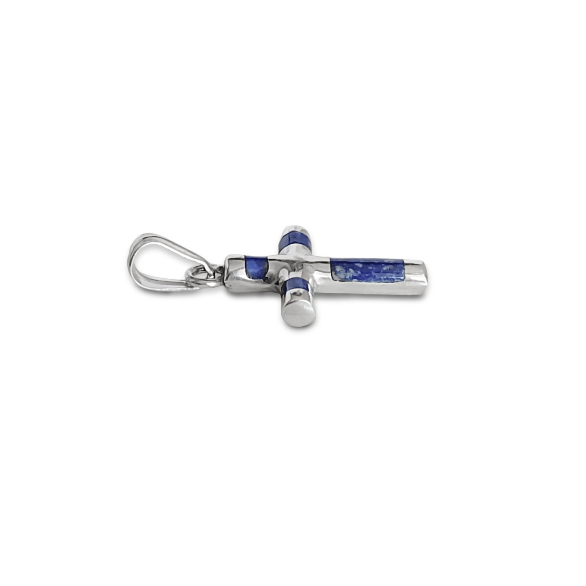 COLGANTE CRUZ TUBO CEBRA LAPISLAZULI PLATA FINA 925 - 3