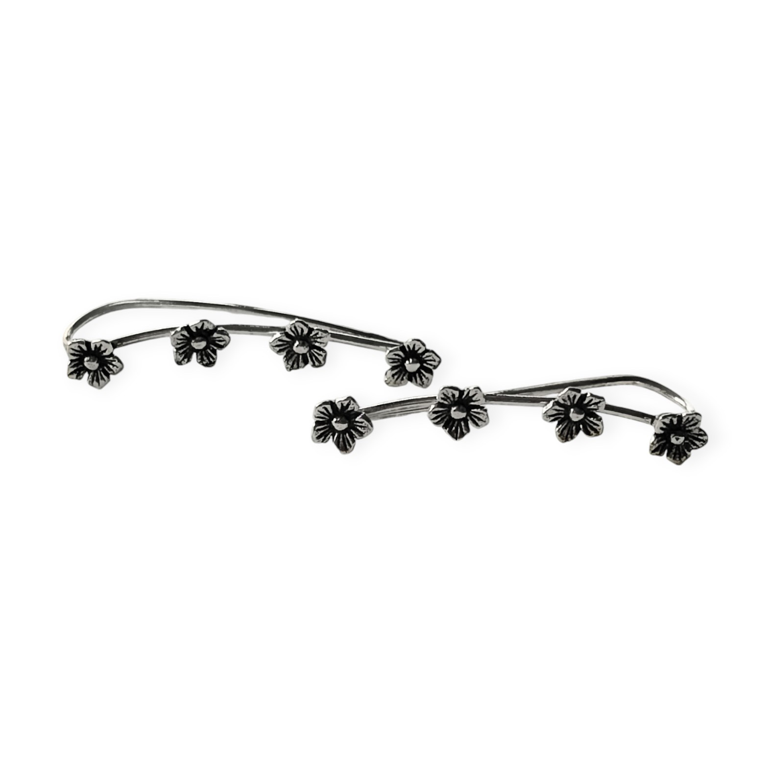 AROS ANDREA COGGIOLA JOYAS TREPADORES 4 FLORES PLATA FINA 925 - 1