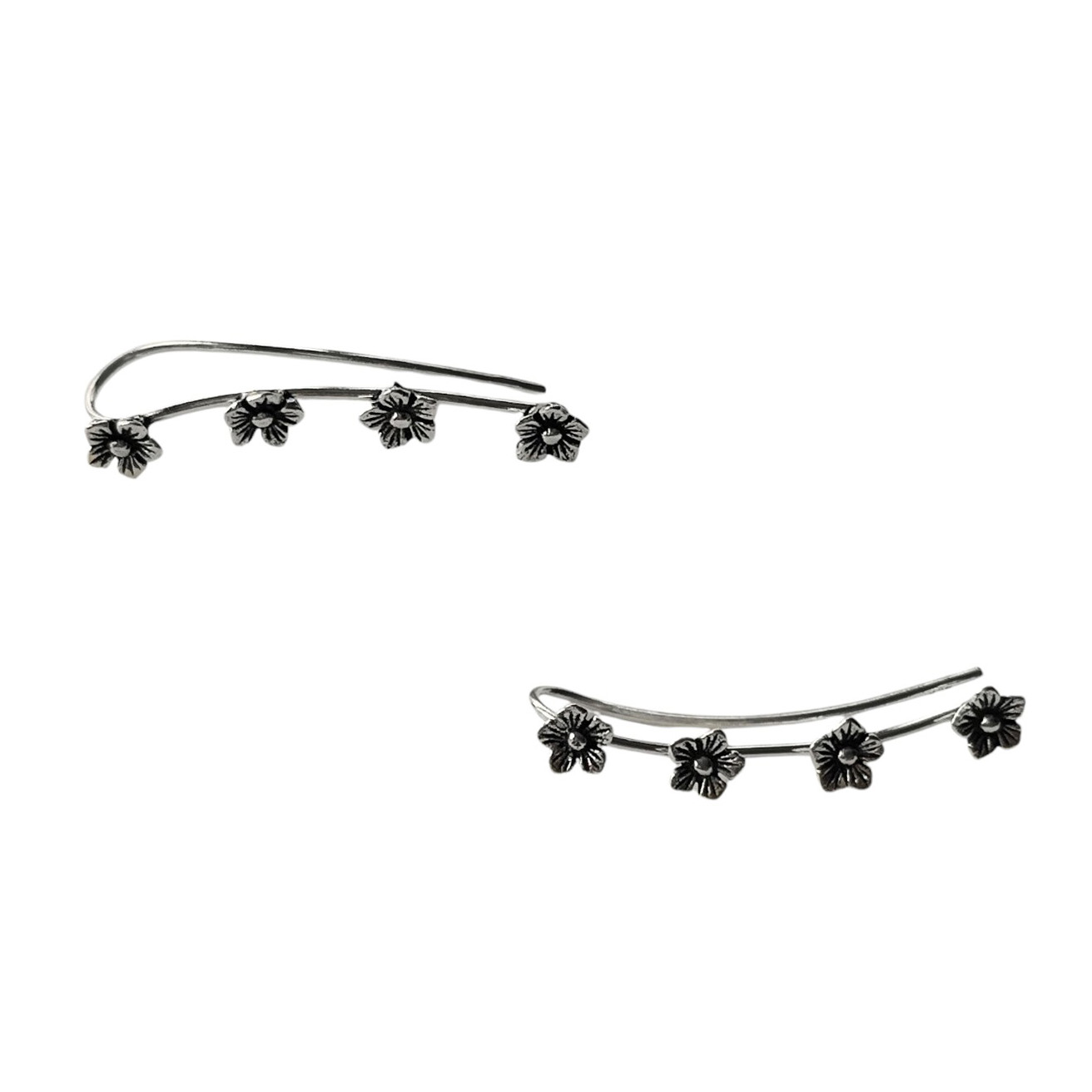 AROS ANDREA COGGIOLA JOYAS TREPADORES 4 FLORES PLATA FINA 925 - 2