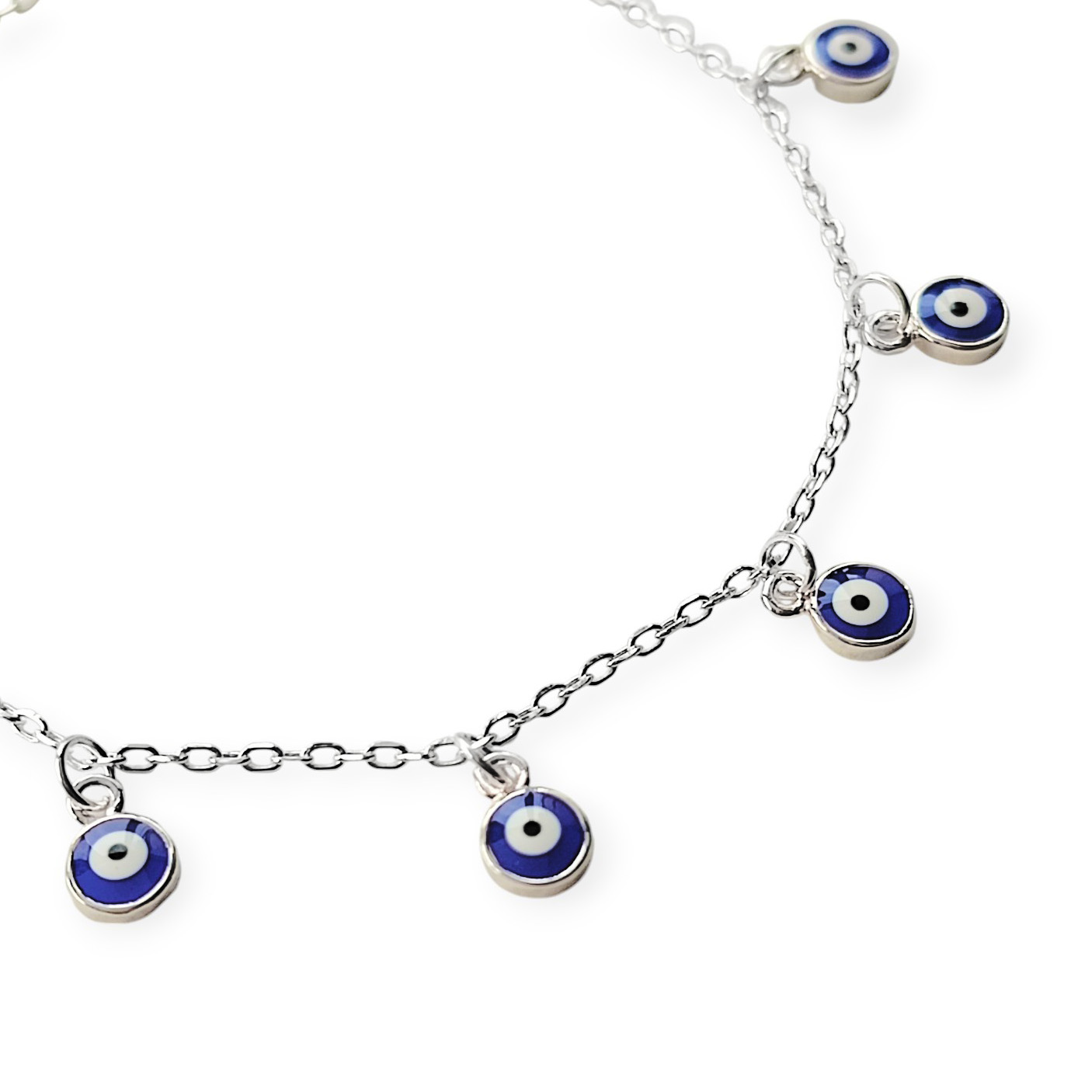 PULSERA ANDREA COGGIOLA JOYAS OJO TURCO CRISTAL AZUL PLATA FINA 925 - 2