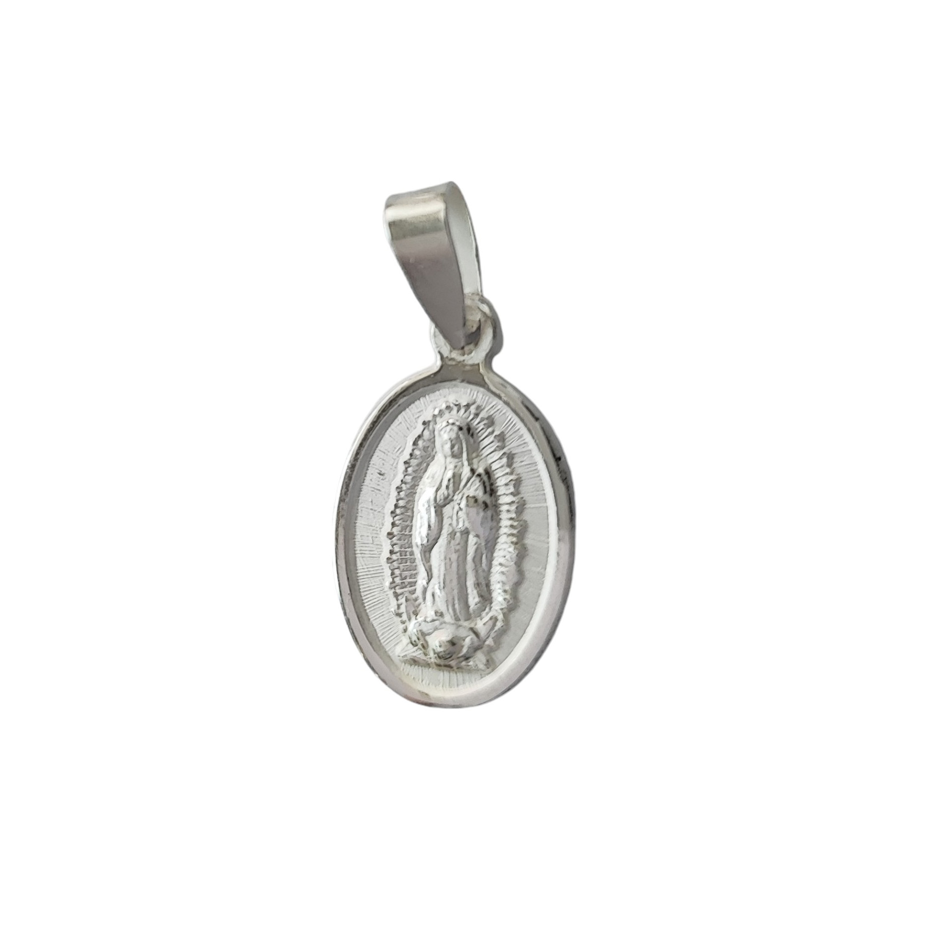 COLGANTE MEDALLA VIRGEN DE GUADALUPE OVAL PLATA FINA 925 - 2