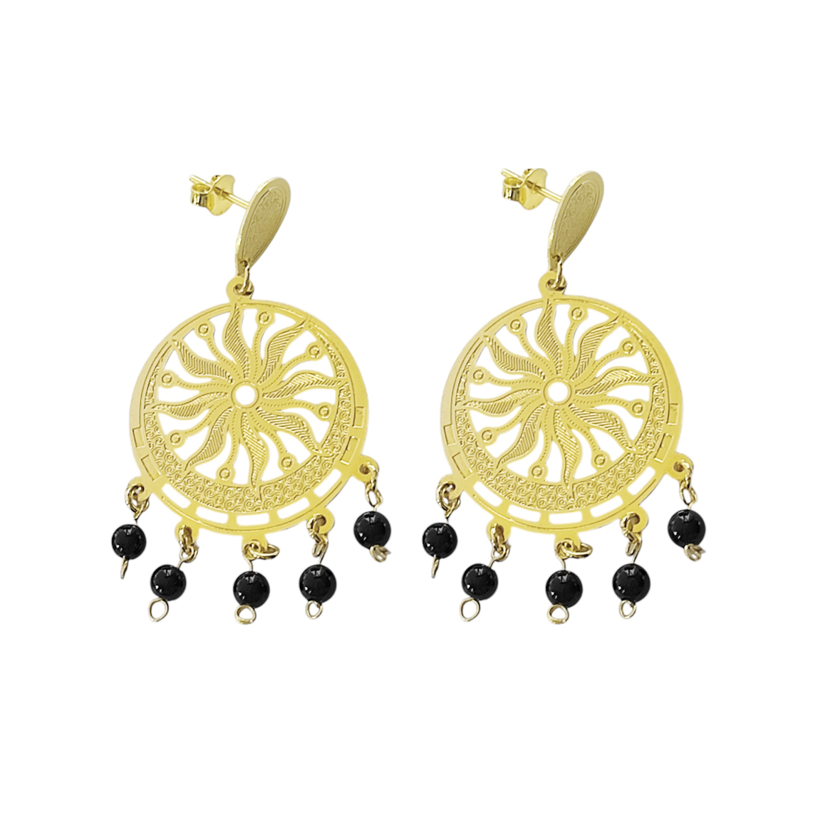 AROS ANDREA COGGIOLA JOYAS TERESA SOL ÓNIX ENCHAPADO ORO 18K - 2