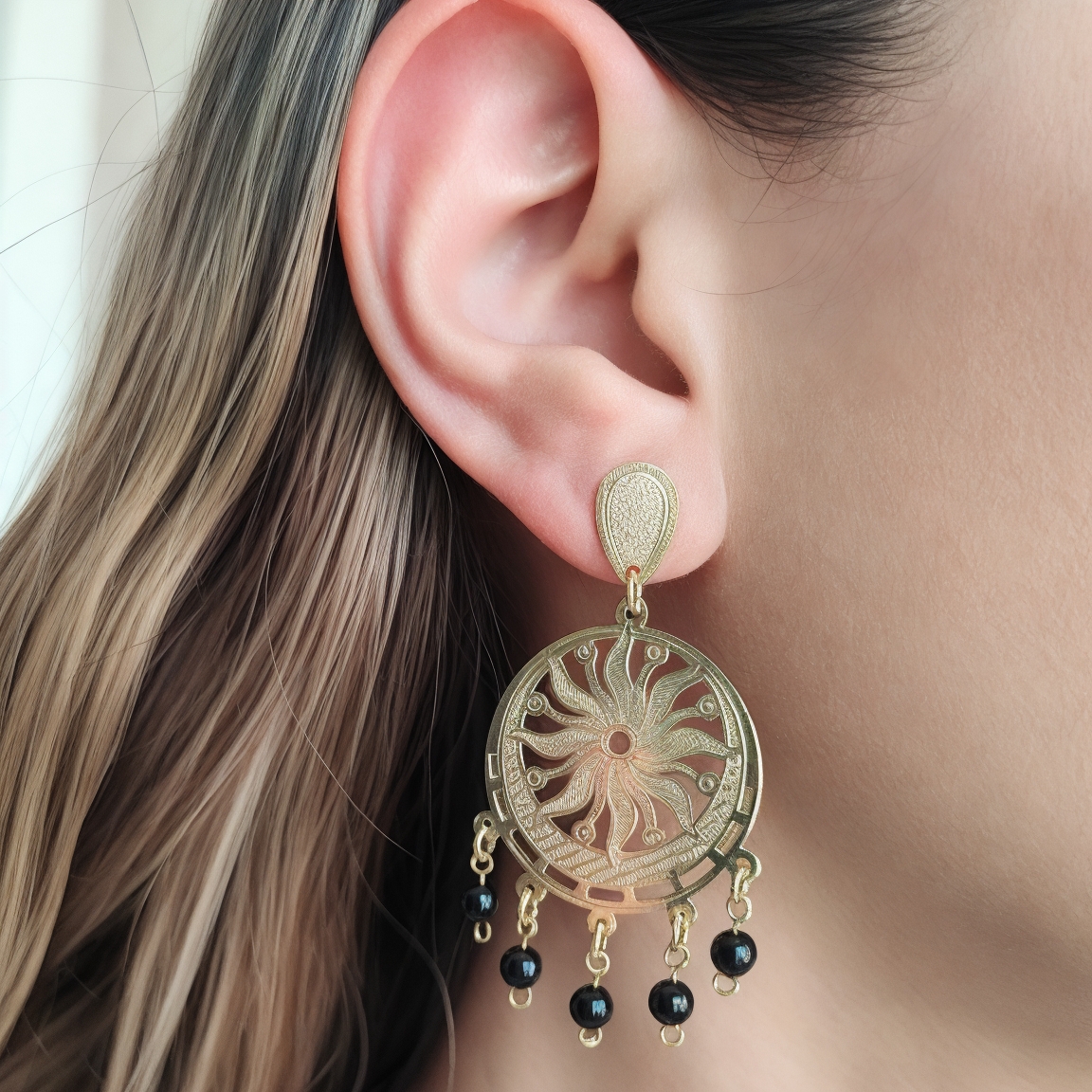 AROS ANDREA COGGIOLA JOYAS TERESA SOL ÓNIX ENCHAPADO ORO 18K - 3
