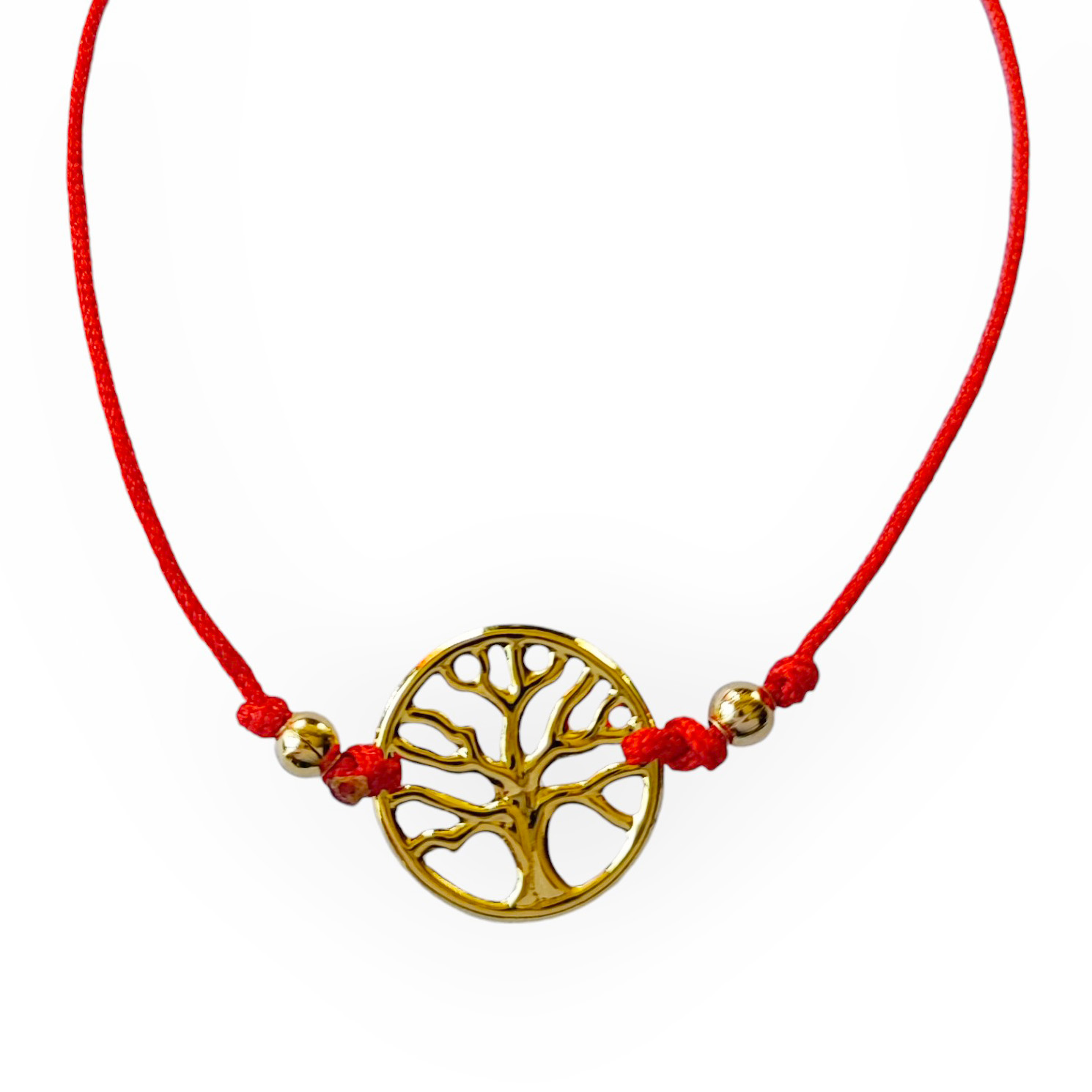 PULSERA ANDREA COGGIOLA JOYAS ÁRBOL DE LA VIDA ENCHAPADO ORO 18K CORDÓN ROJO AJUSTABLE - 2