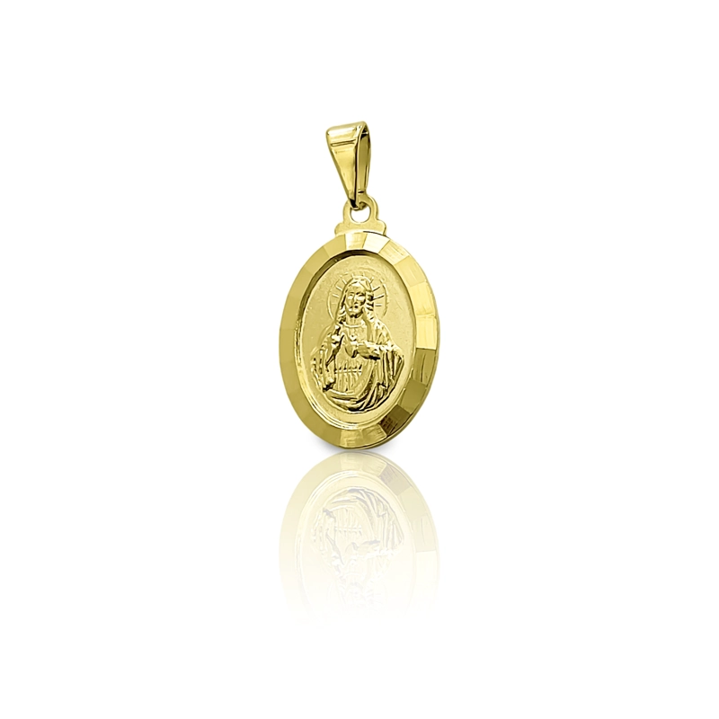 COLGANTE MEDALLA SAGRADO CORAZON 14MM BORDE ENCHAPADO ORO 18K - 2