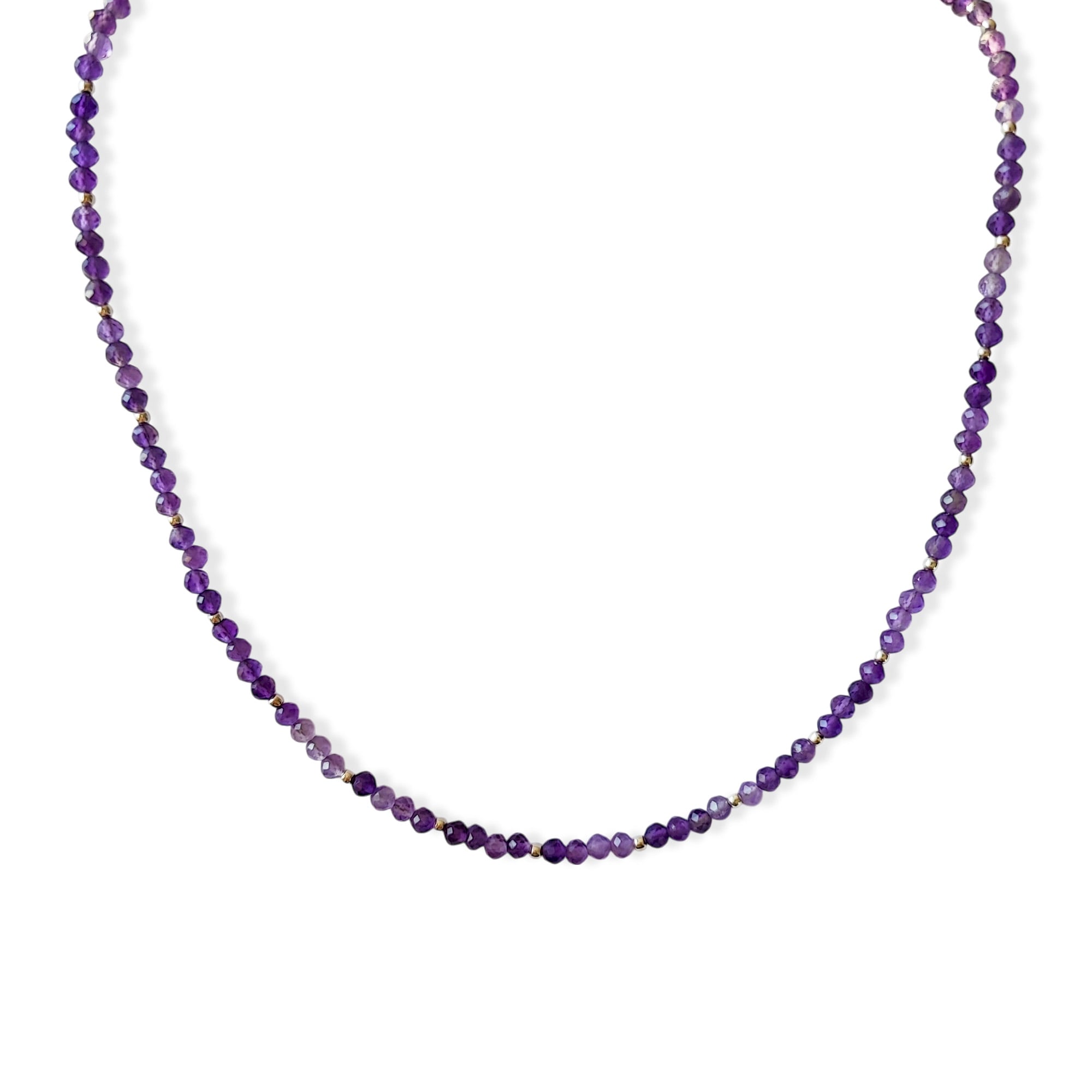COLLAR AMATISTA FACETADA 4MM PLATA FINA 925 - 1