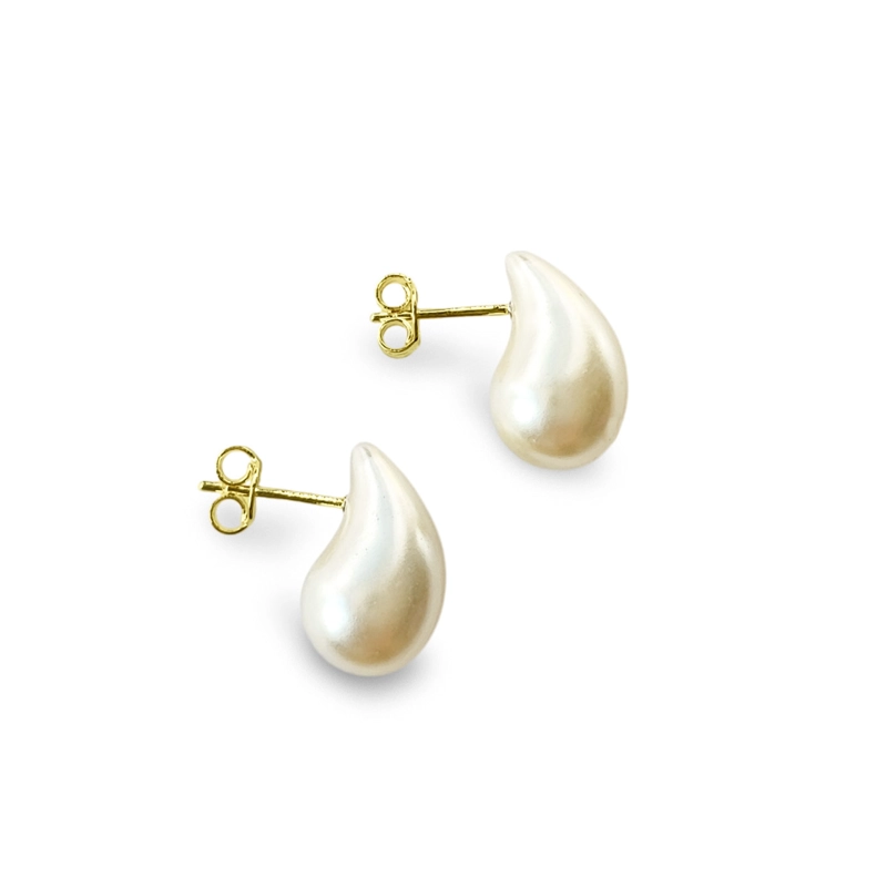AROS LUCIANA GOTA PERLA SINTE TICA ENCHAPADO ORO 18K - 1