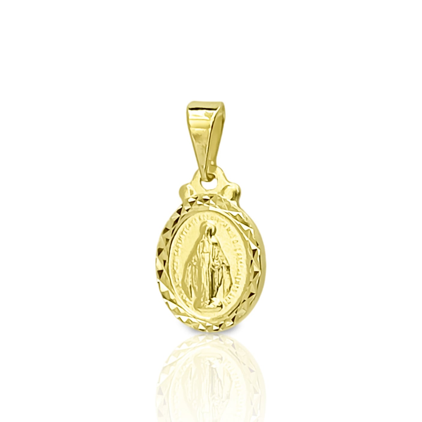 COLGANTE MEDALLA VIRGEN DE LOS RAYOS 11MM BORDE OVALADA ENCHAPADO ORO 18K - 1