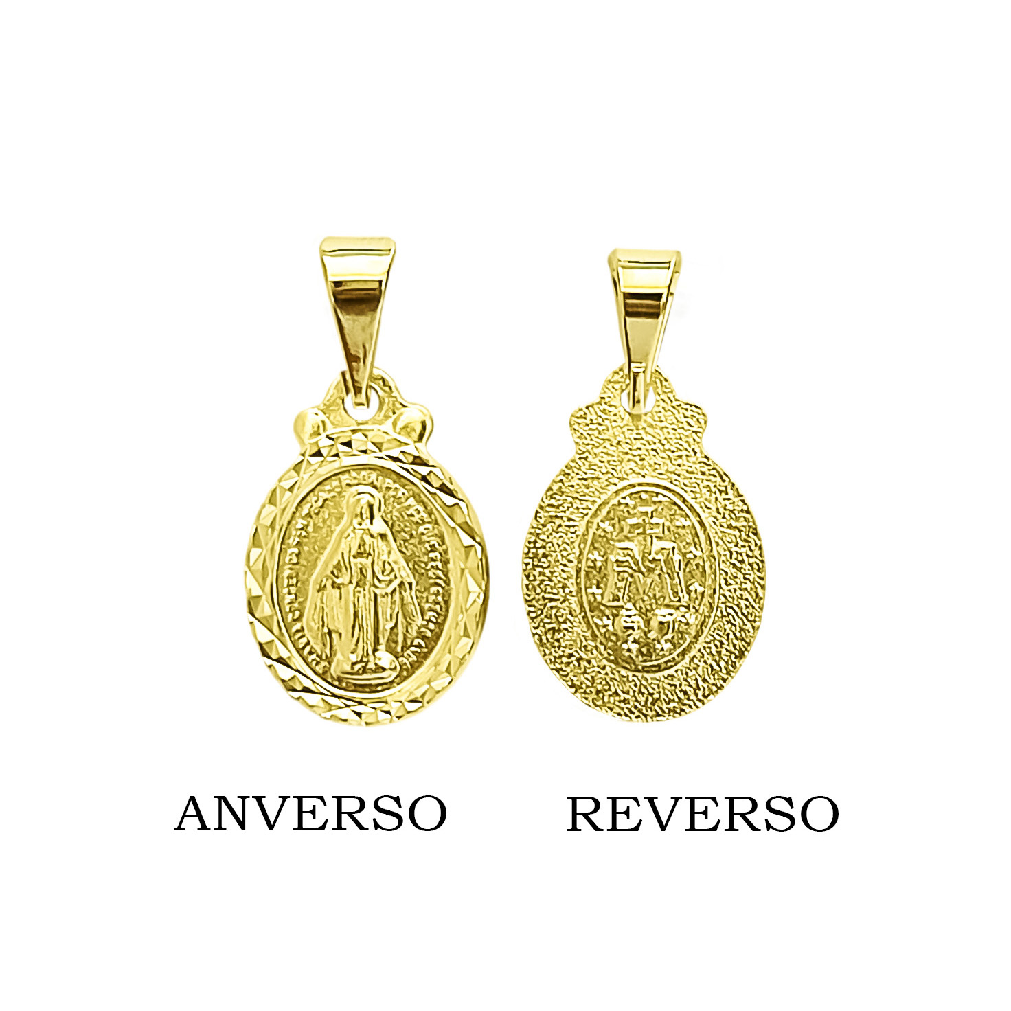 COLGANTE MEDALLA VIRGEN DE LOS RAYOS 11MM BORDE OVALADA ENCHAPADO ORO 18K - 3