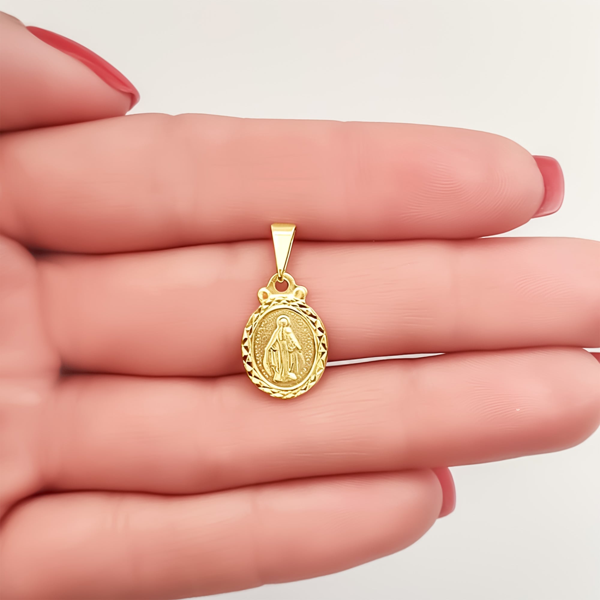 COLGANTE MEDALLA VIRGEN DE LOS RAYOS 11MM BORDE OVALADA ENCHAPADO ORO 18K - 4