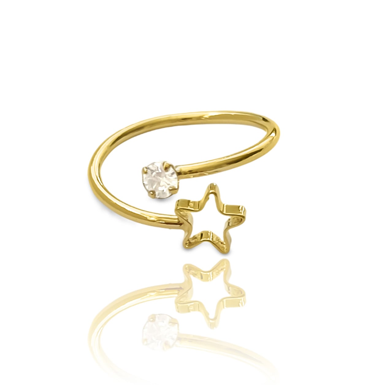 ANILLO ESTRELLA CALADA CIRCON ENCHAPADO ORO 18K - 1