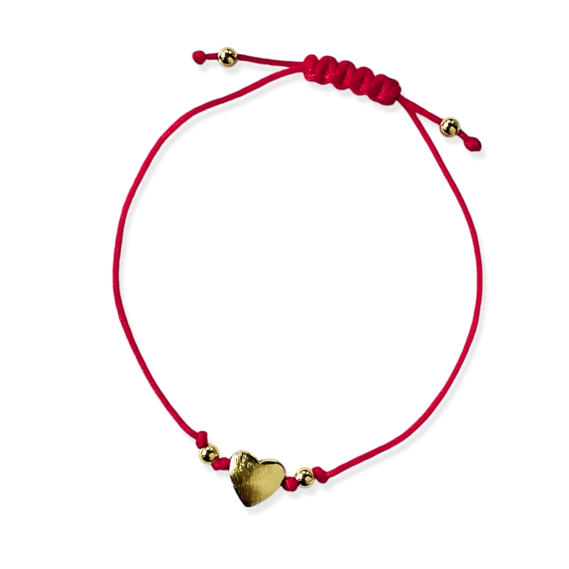 PULSERA CORAZON SATINADO ENCHAPADO ORO 18K AJUSTABLE - 1