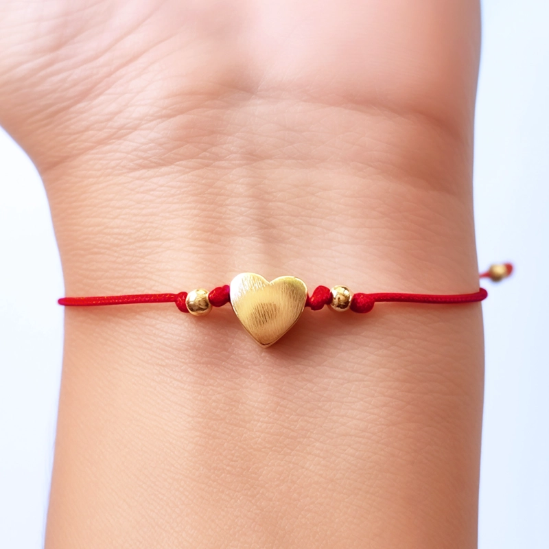 PULSERA CORAZON SATINADO ENCHAPADO ORO 18K AJUSTABLE - 3