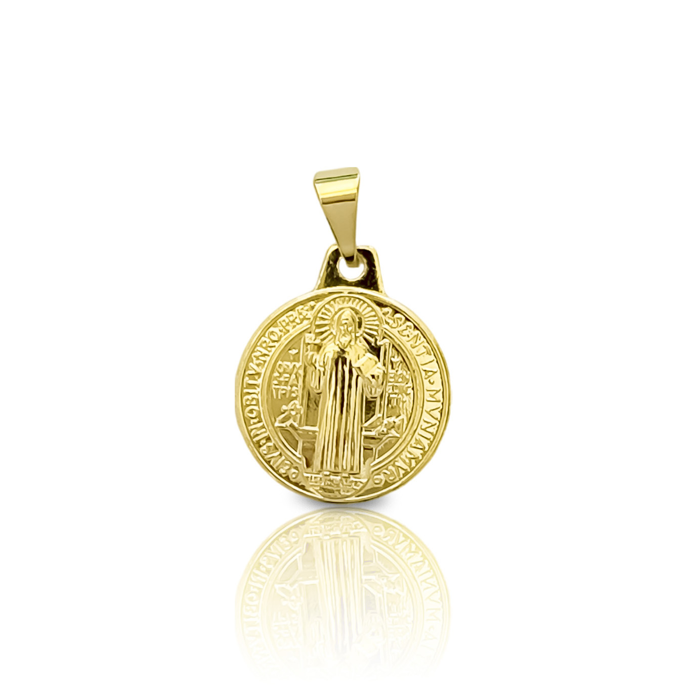 COLGANTE MEDALLA SAN BENITO 15MM ENCHAPADO ORO 18K - 2