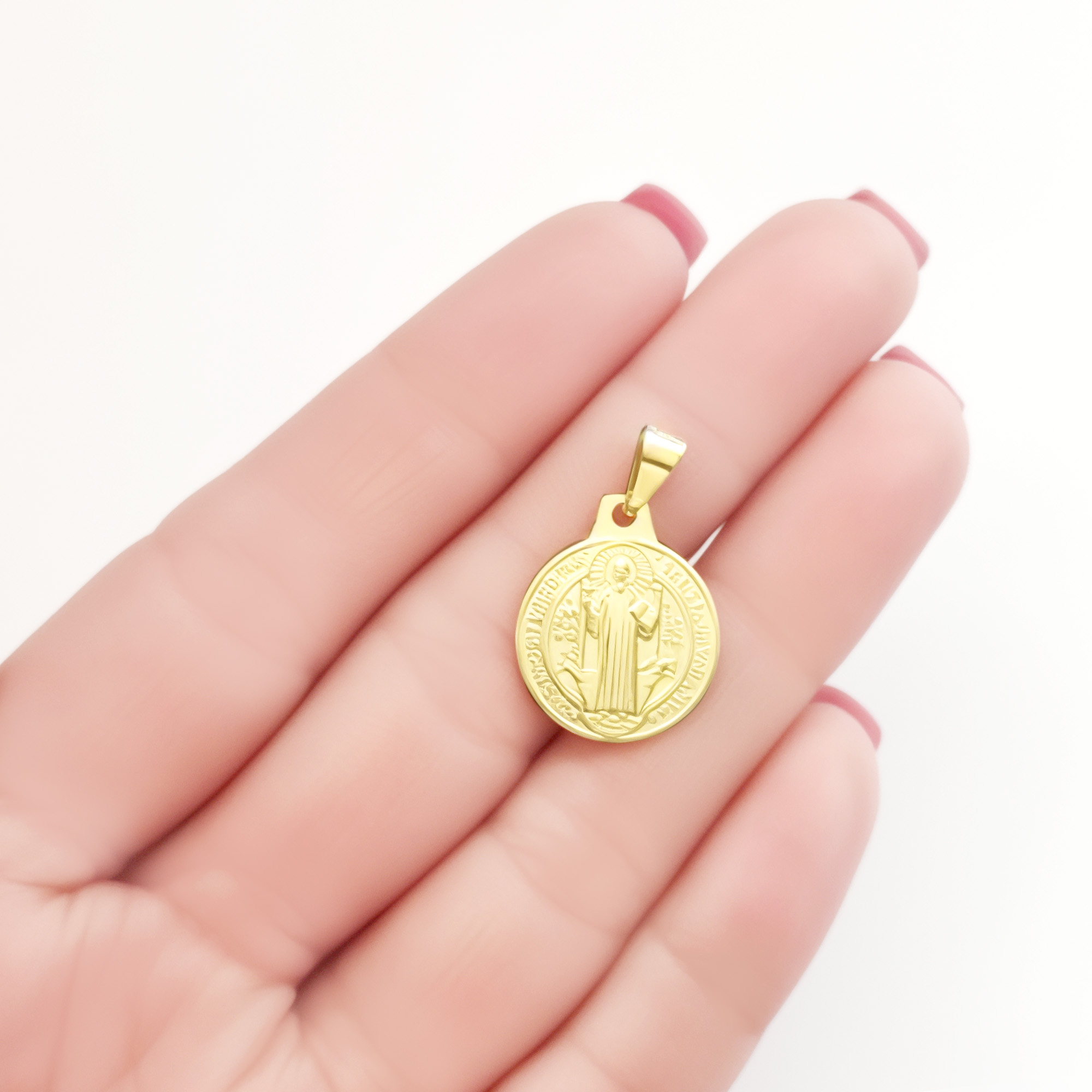 COLGANTE MEDALLA SAN BENITO 15MM ENCHAPADO ORO 18K - 4
