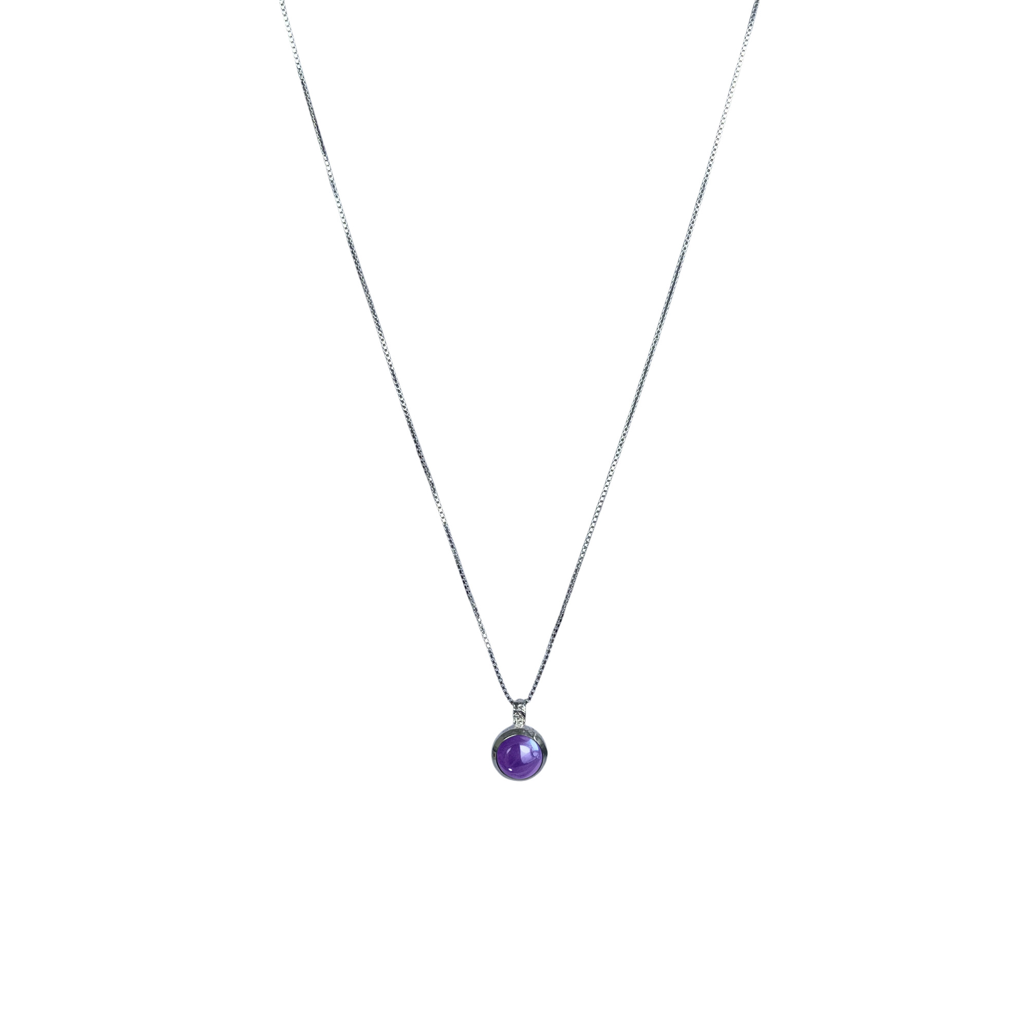 COLLAR AMATISTA REDONDO VENECIANA PLATA FINA 925 - 1