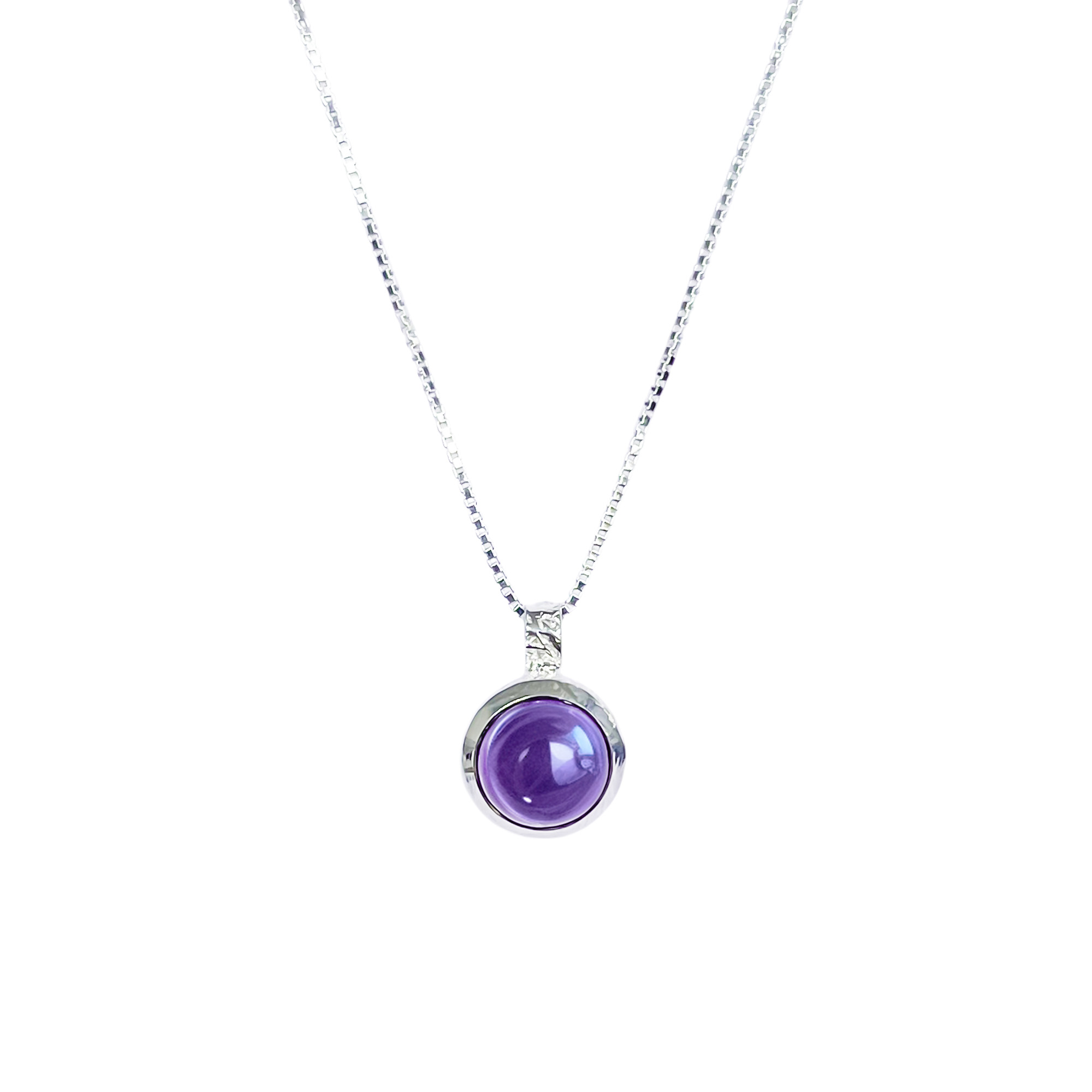 COLLAR AMATISTA REDONDO VENECIANA PLATA FINA 925 - 2