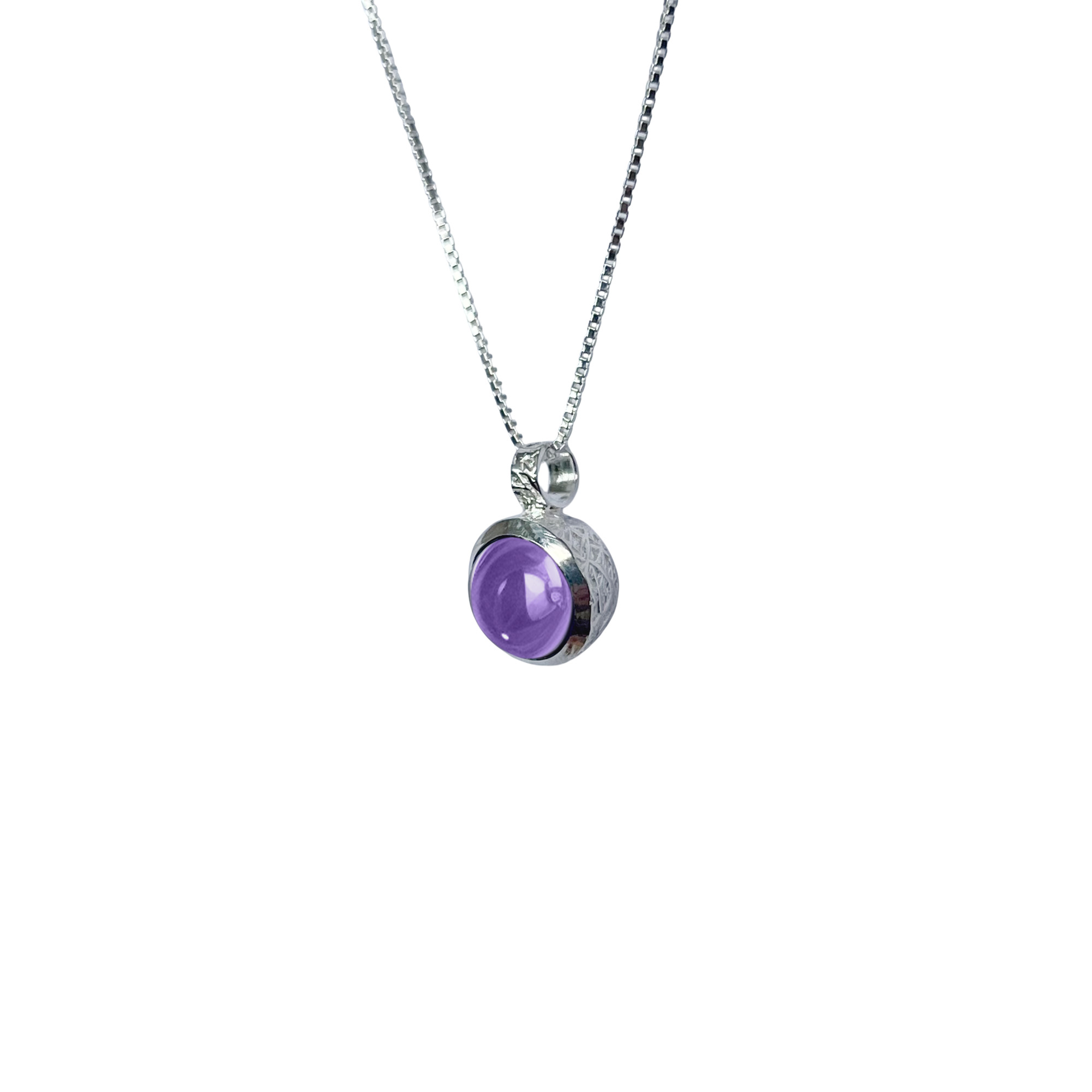 COLLAR AMATISTA REDONDO VENECIANA PLATA FINA 925 - 3