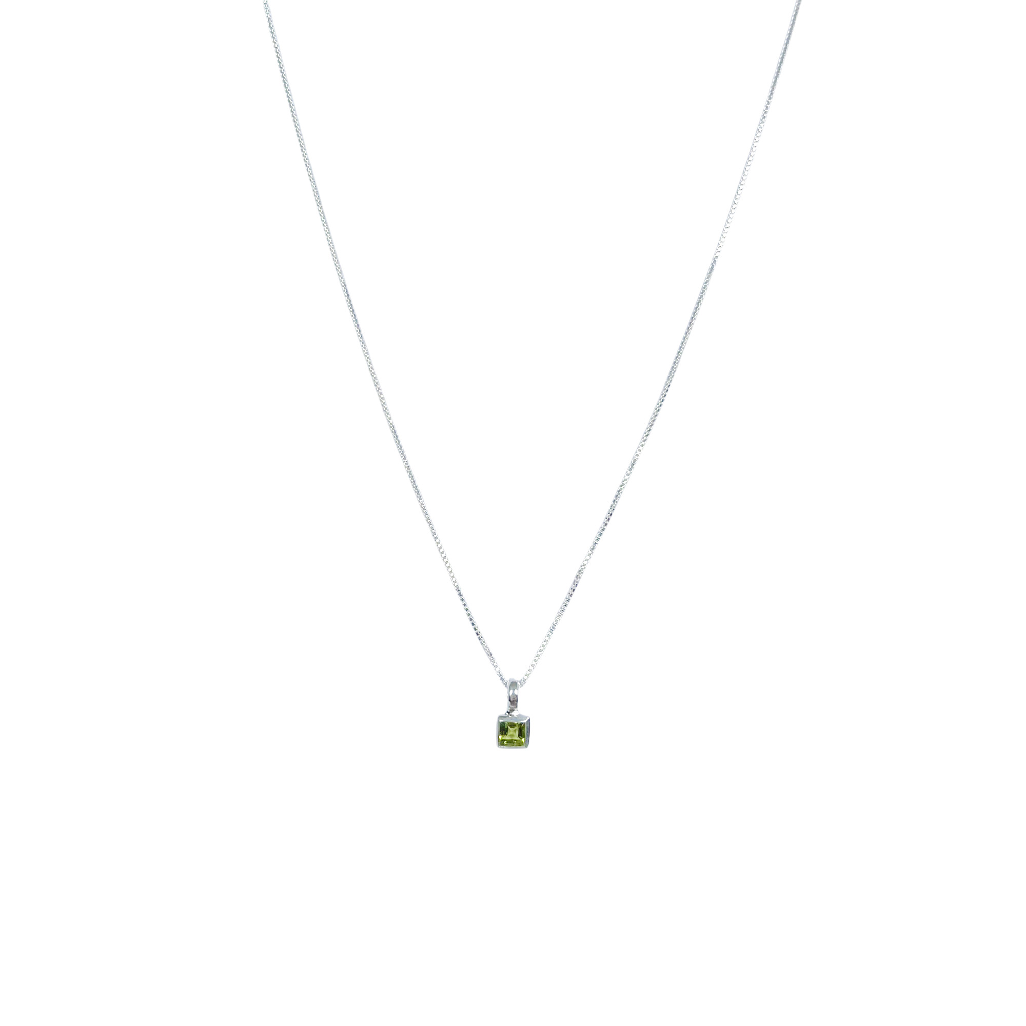 COLLAR PERIDOT CUADRADO VENECIANA PLATA FINA 925 - 1