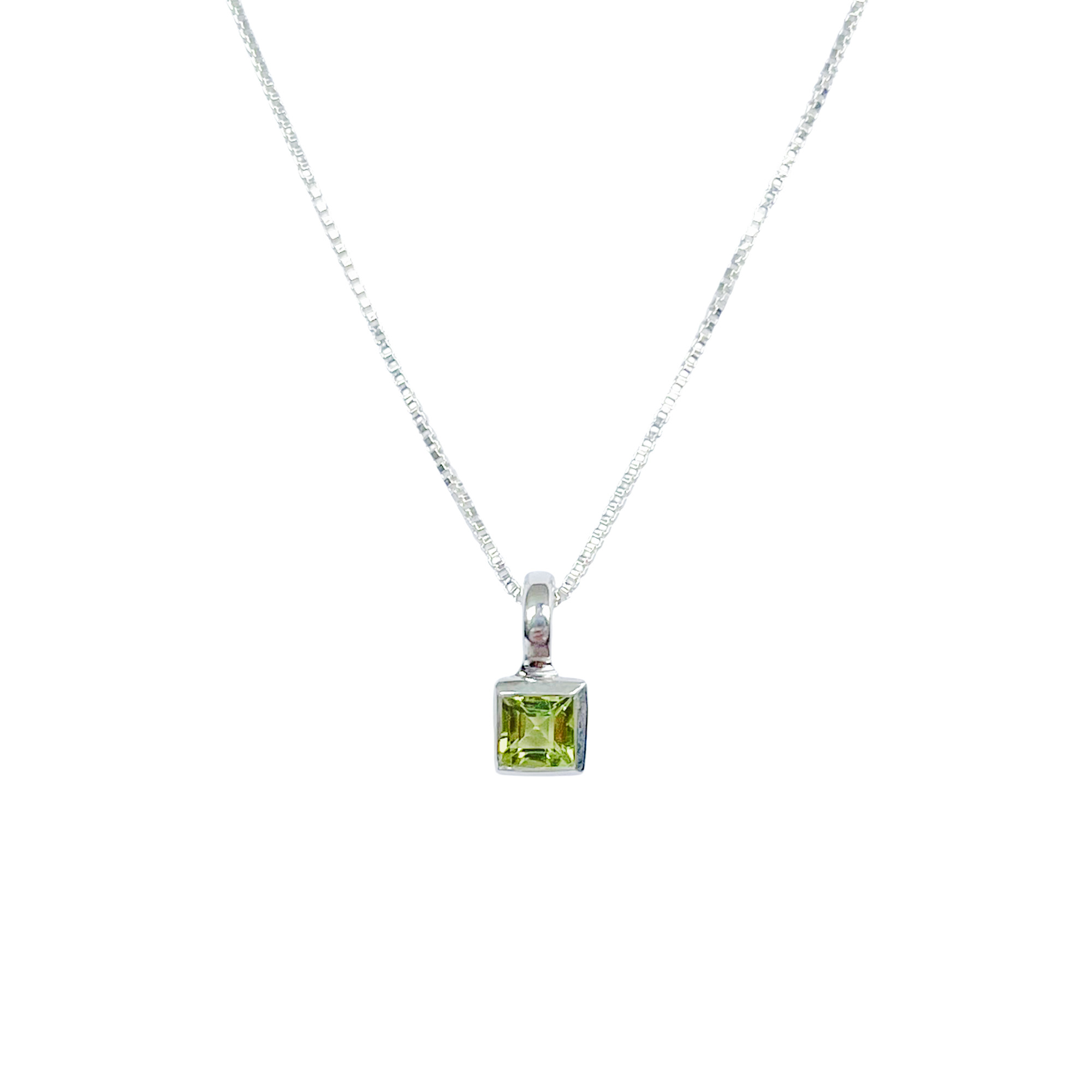 COLLAR PERIDOT CUADRADO VENECIANA PLATA FINA 925 - 2