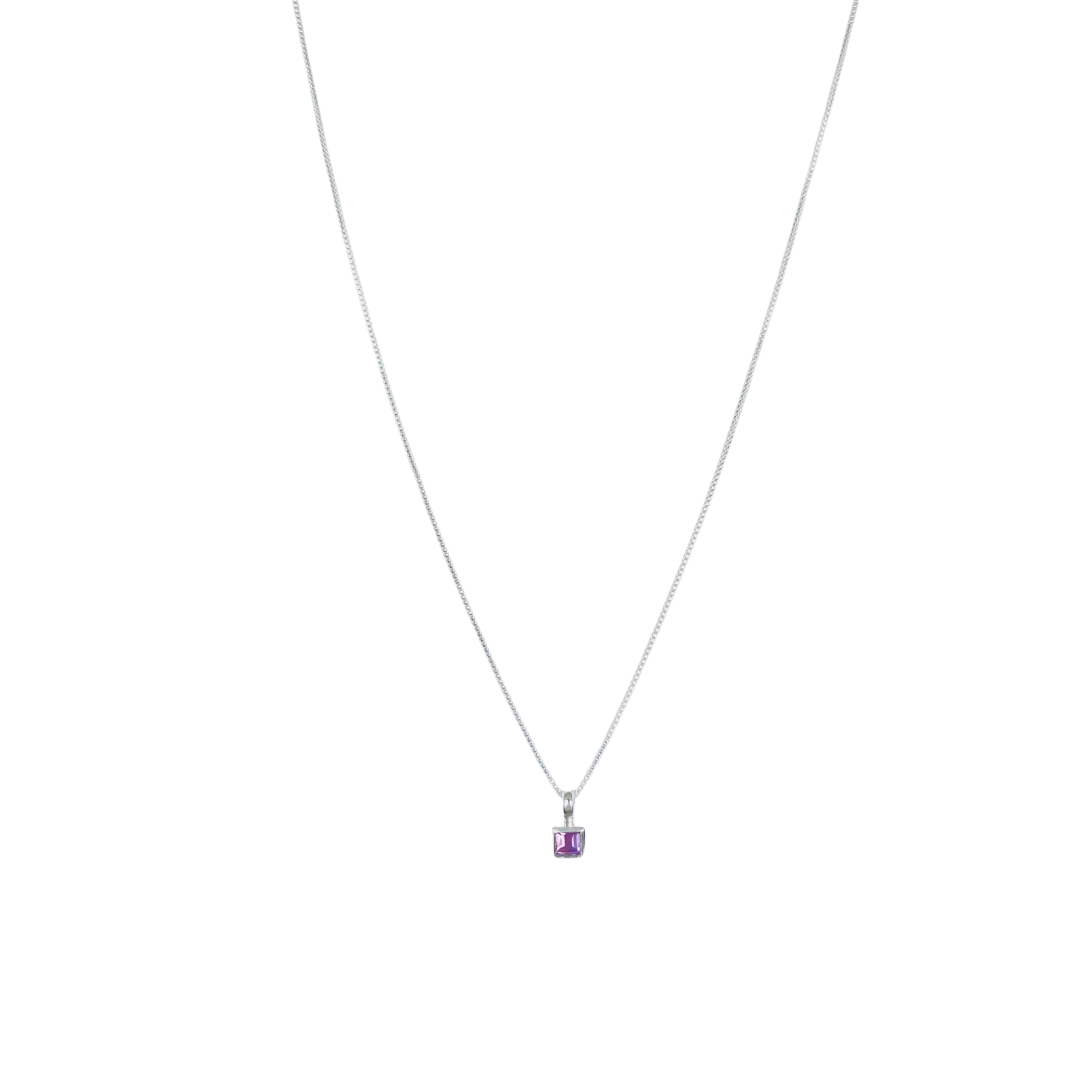 COLLAR AMATISTA CUADRADO VENECIANA PLATA FINA 925 - 1