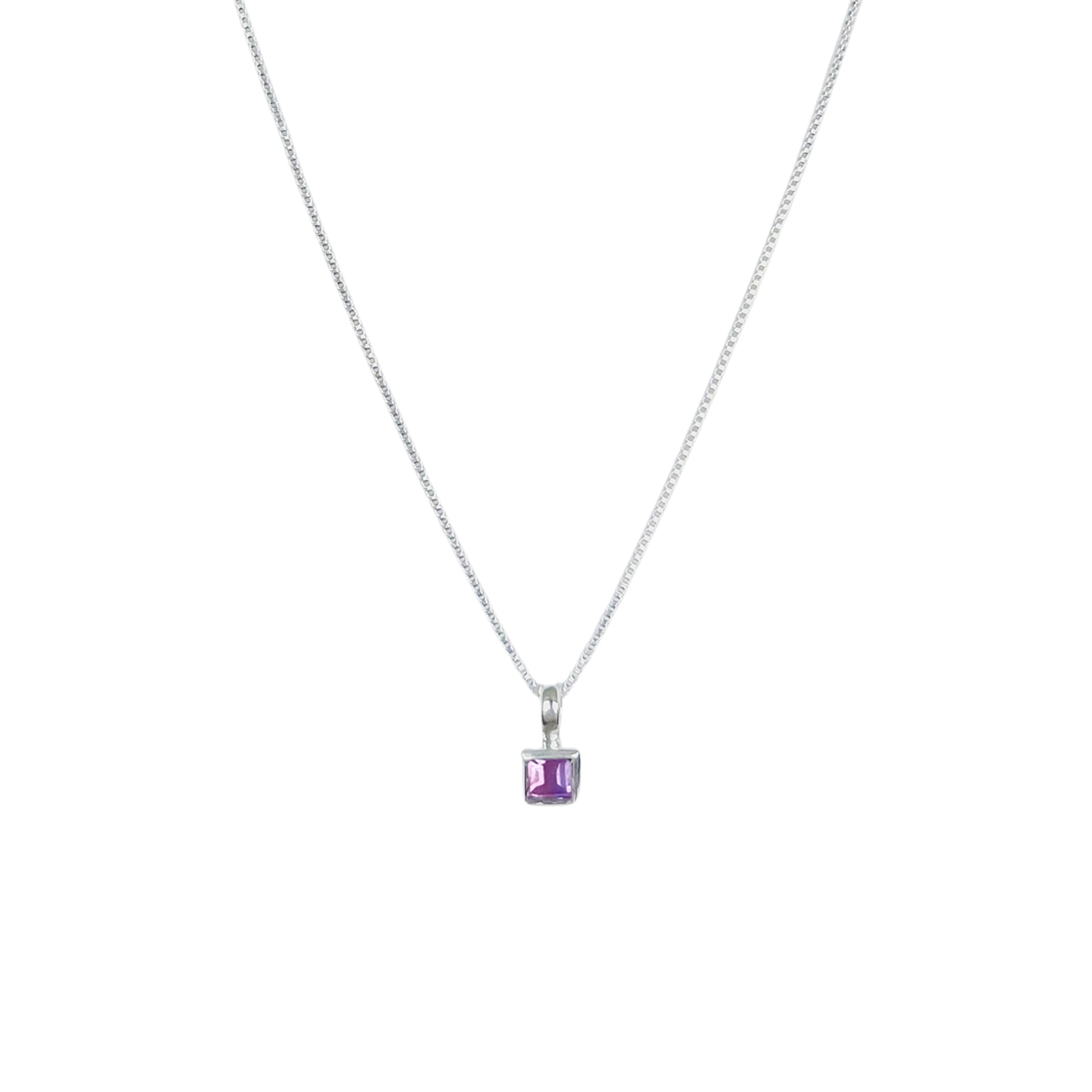 COLLAR AMATISTA CUADRADO VENECIANA PLATA FINA 925 - 2