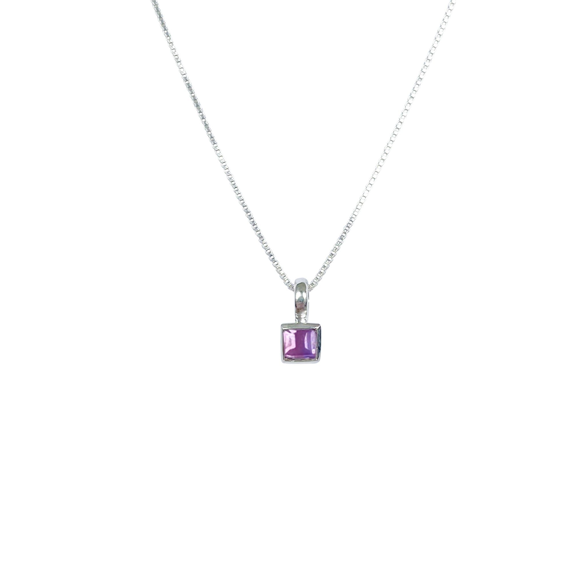 COLLAR AMATISTA CUADRADO VENECIANA PLATA FINA 925 - 3