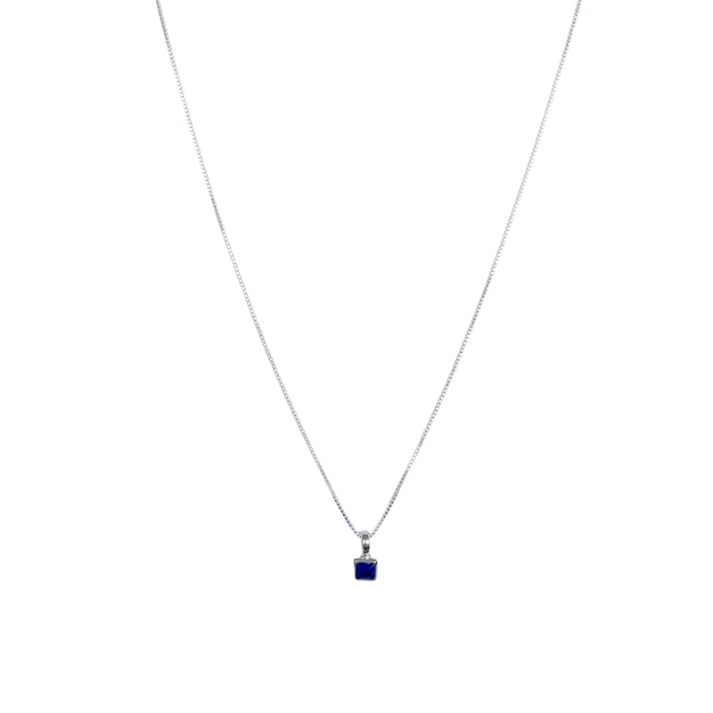 COLLAR LAPISLAZULI CUADRADO VENECIANA PLATA FINA 925 - 1