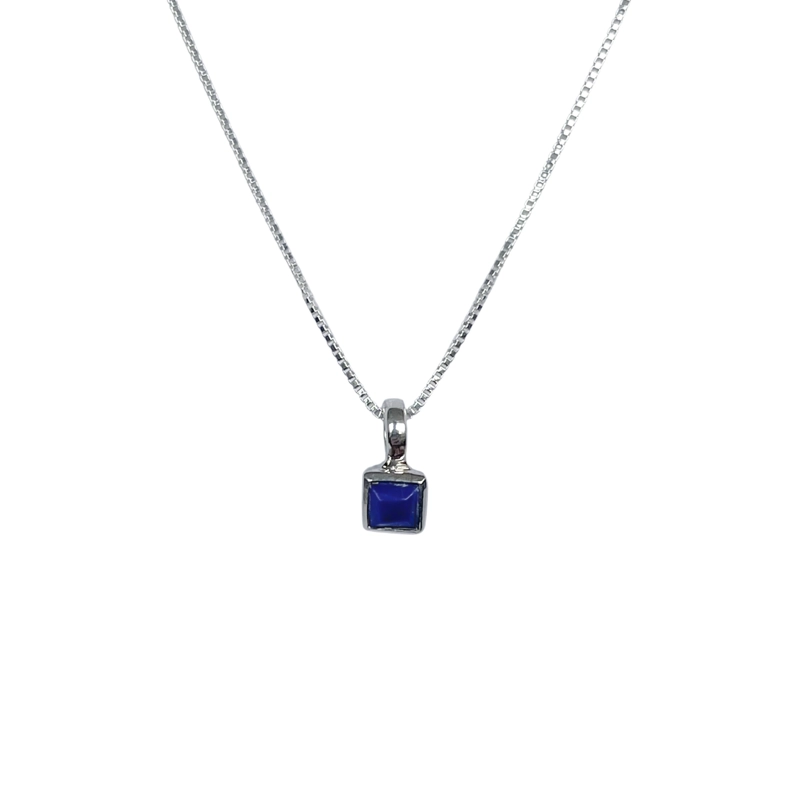 COLLAR LAPISLAZULI CUADRADO VENECIANA PLATA FINA 925 - 2