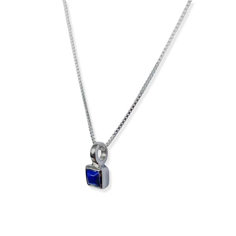 COLLAR LAPISLAZULI CUADRADO VENECIANA PLATA FINA 925 - 3