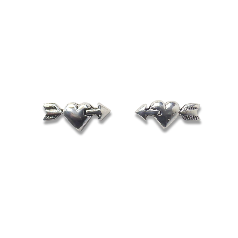 AROS PEQUEÑOS CORAZON FLECHADO PLATA FINA 925 - 1