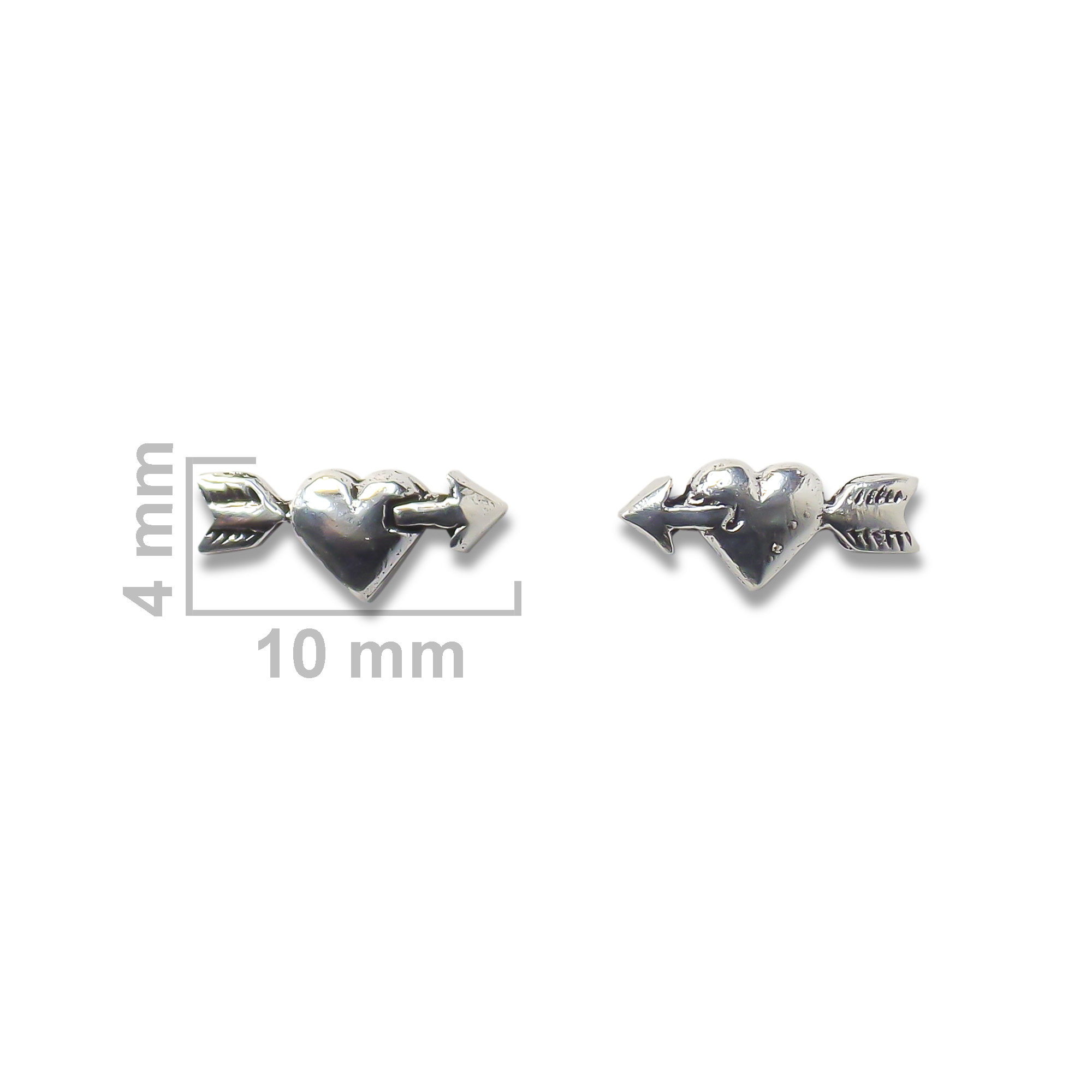 AROS PEQUEÑOS CORAZON FLECHADO PLATA FINA 925 - 2