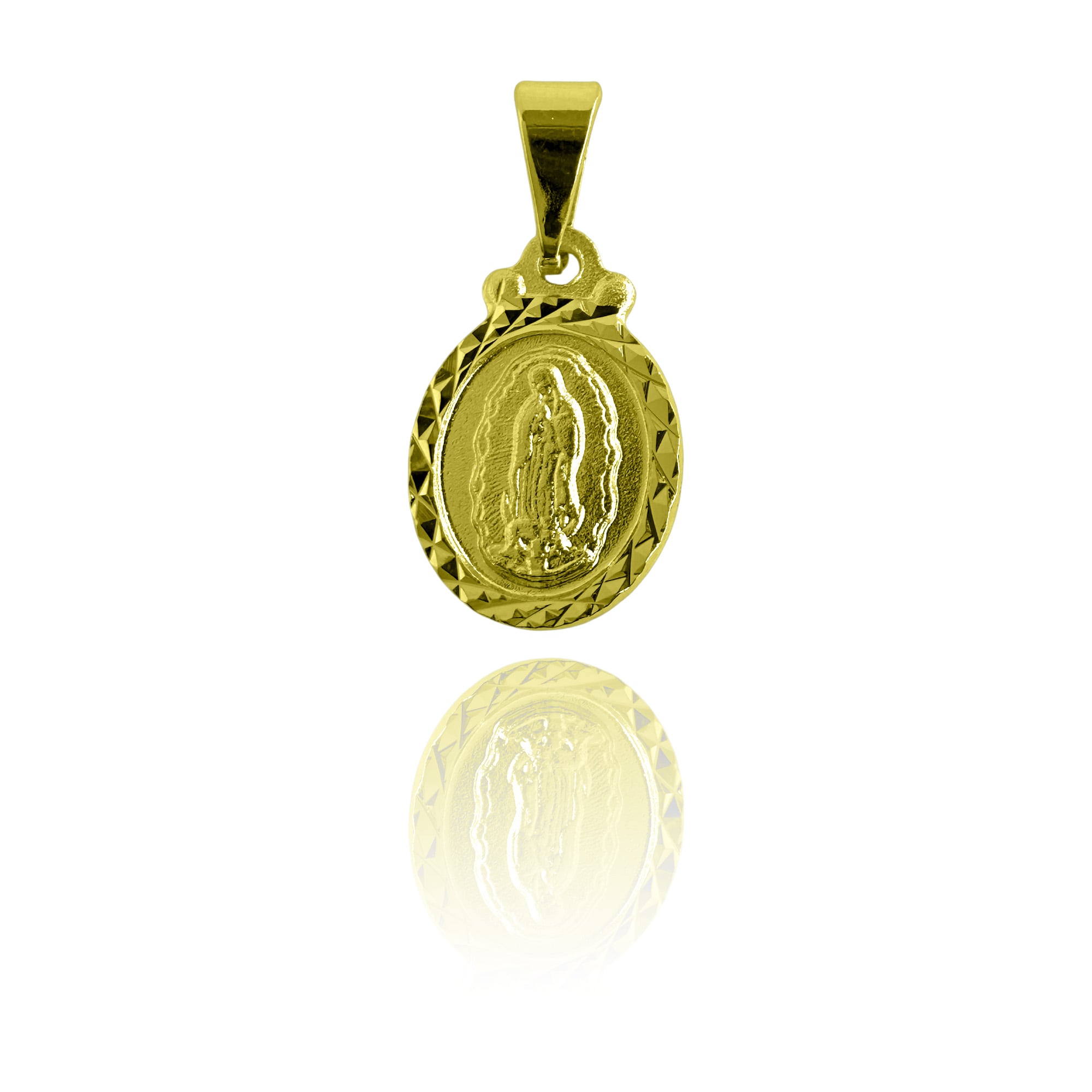 COLGANTE MEDALLA VIRGEN GUADALUPE 11MM OVALADO BORDE ENCHAPADO ORO 18K - 1