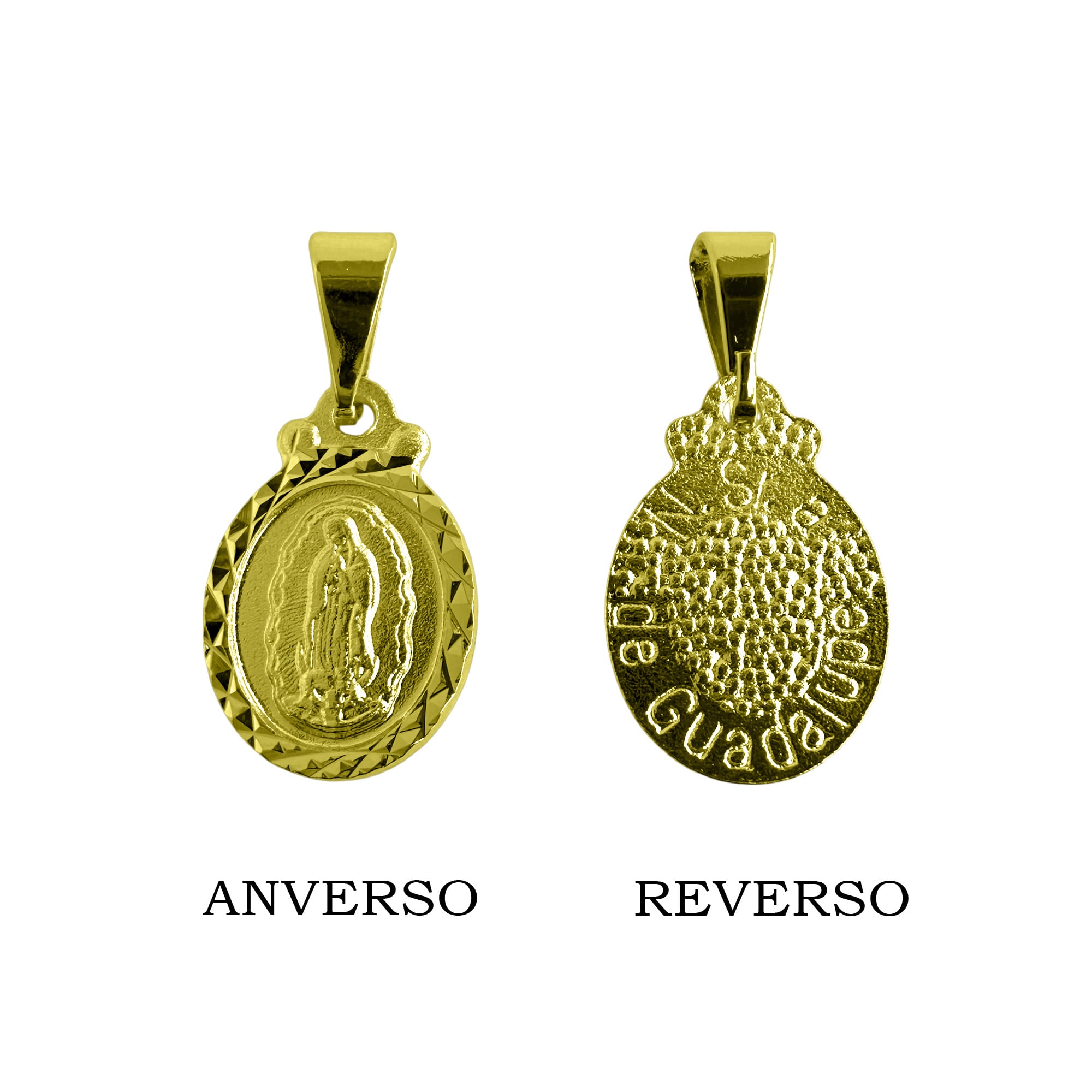 COLGANTE MEDALLA VIRGEN GUADALUPE 11MM OVALADO BORDE ENCHAPADO ORO 18K - 3