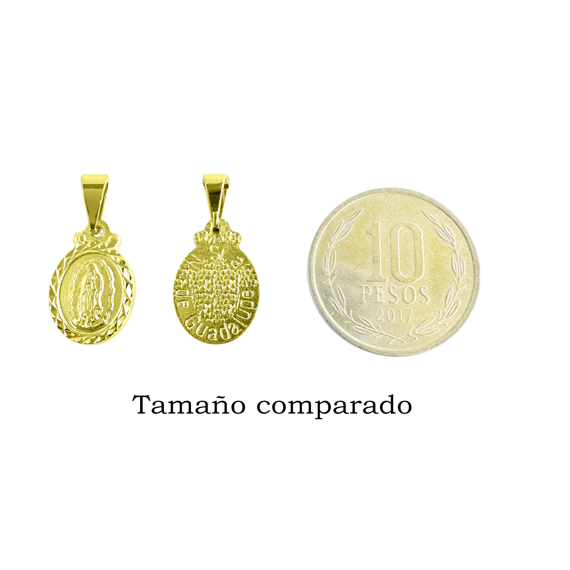 COLGANTE MEDALLA VIRGEN GUADALUPE 11MM OVALADO BORDE ENCHAPADO ORO 18K - 5