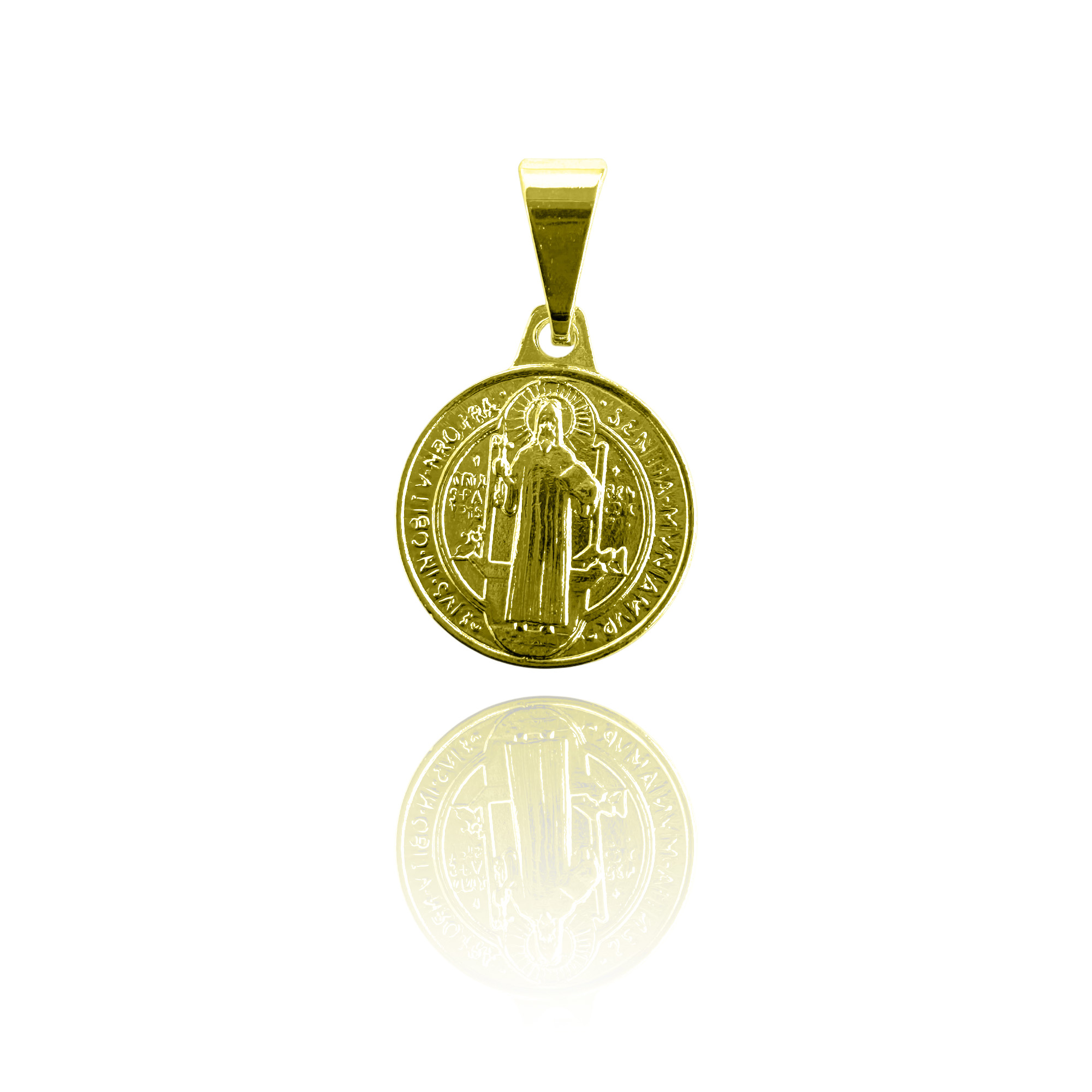 COLGANTE MEDALLA SAN BENITO 12MM ENCHAPADO ORO 18K - 1