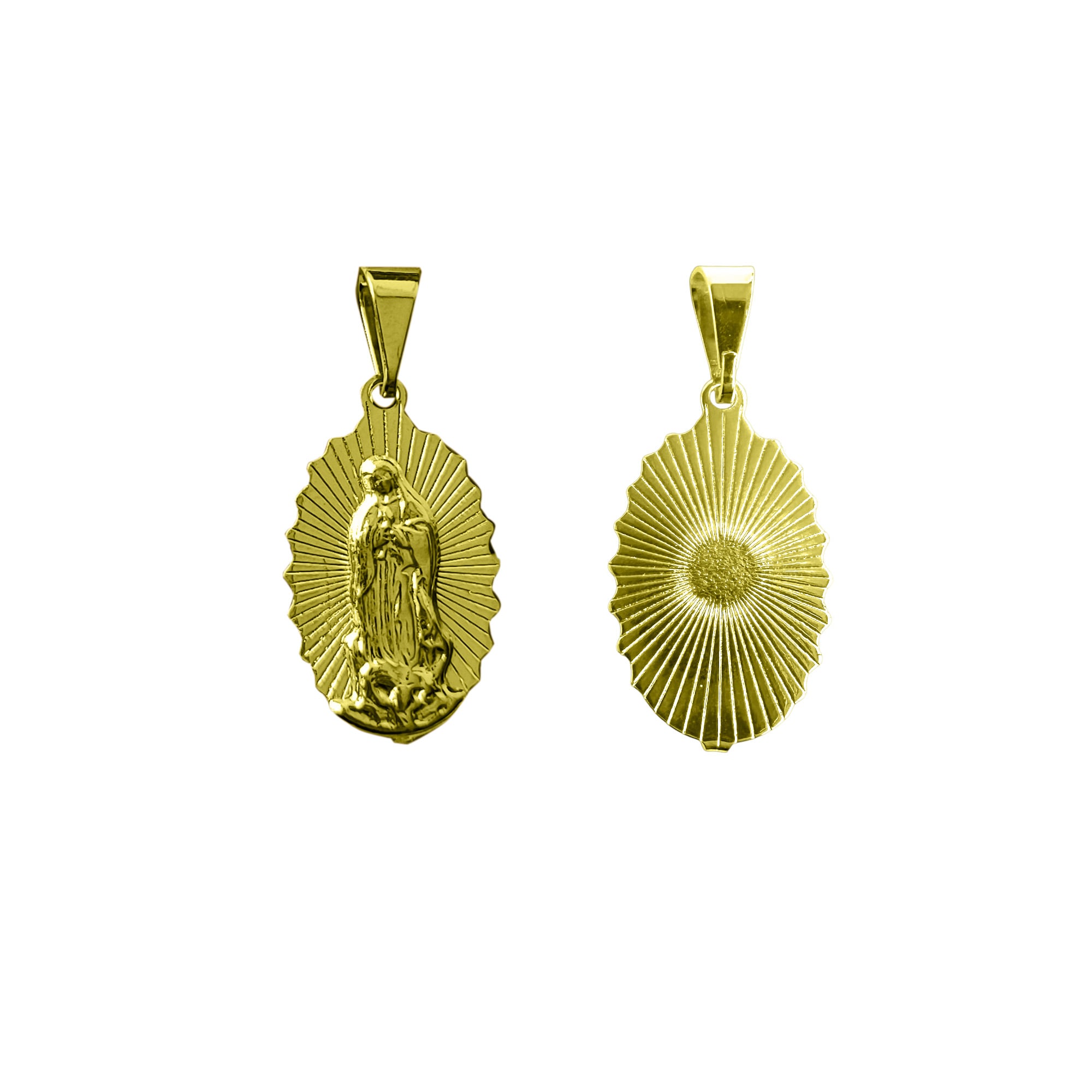 COLGANTE MEDALLA GUADALUPE IRREGULAR 11MM ENCHAPADO ORO 18K - 1
