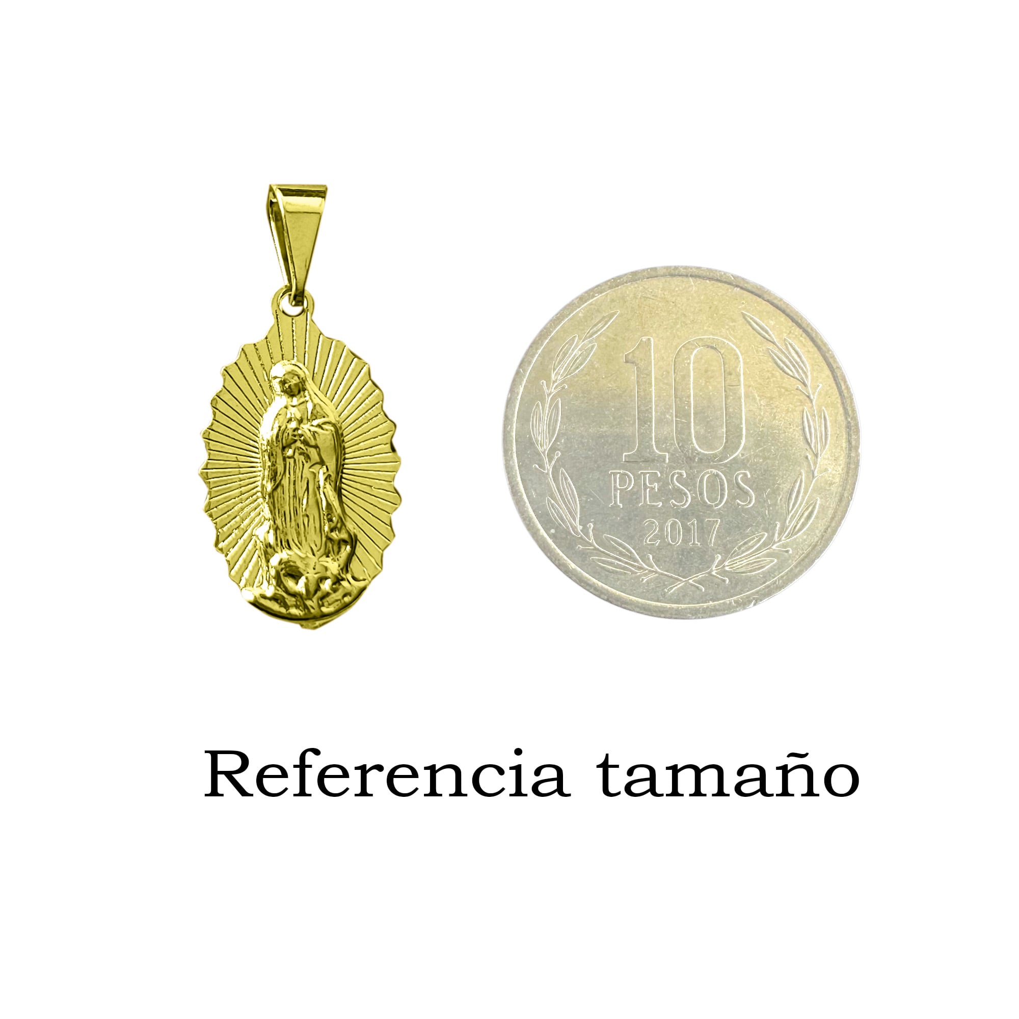 COLGANTE MEDALLA GUADALUPE IRREGULAR 11MM ENCHAPADO ORO 18K - 3