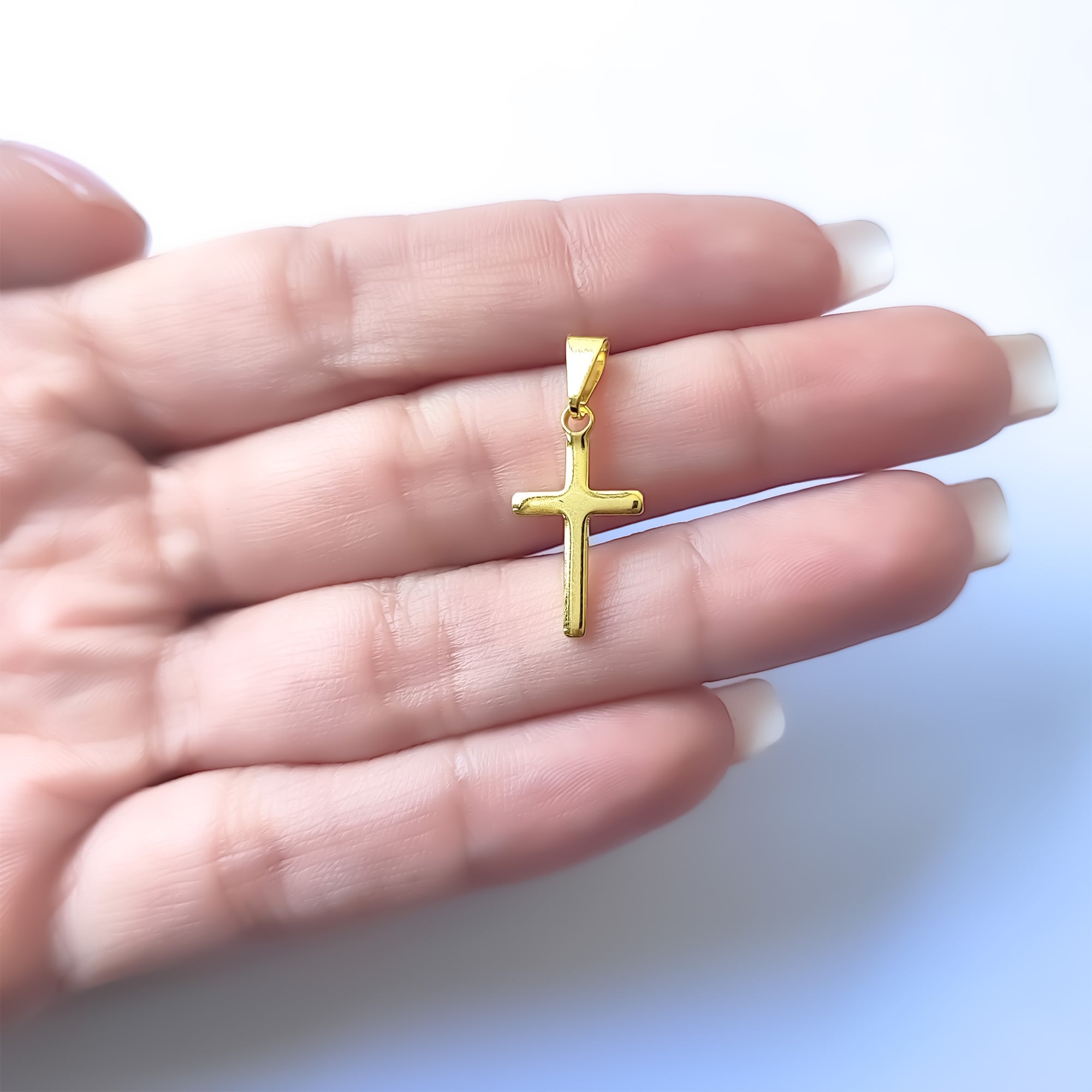 COLGANTE CRUZ PLANO ENCHAPADO ORO 18K - 4