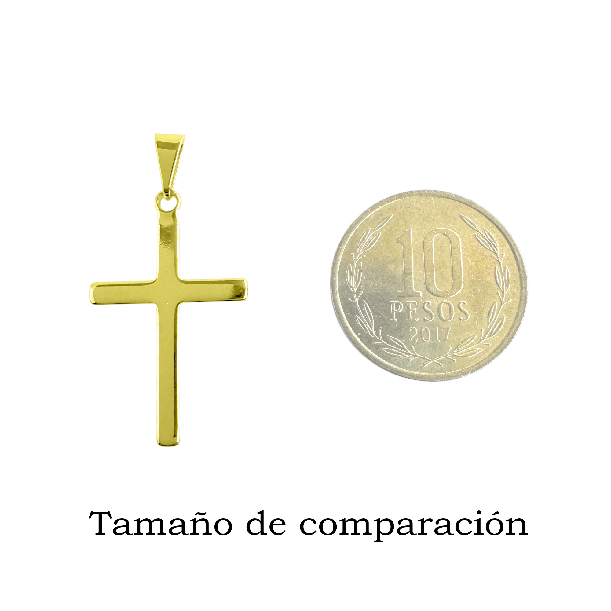 COLGANTE CRUZ LISO PLANO ENCHAPADO ORO 18K - 3