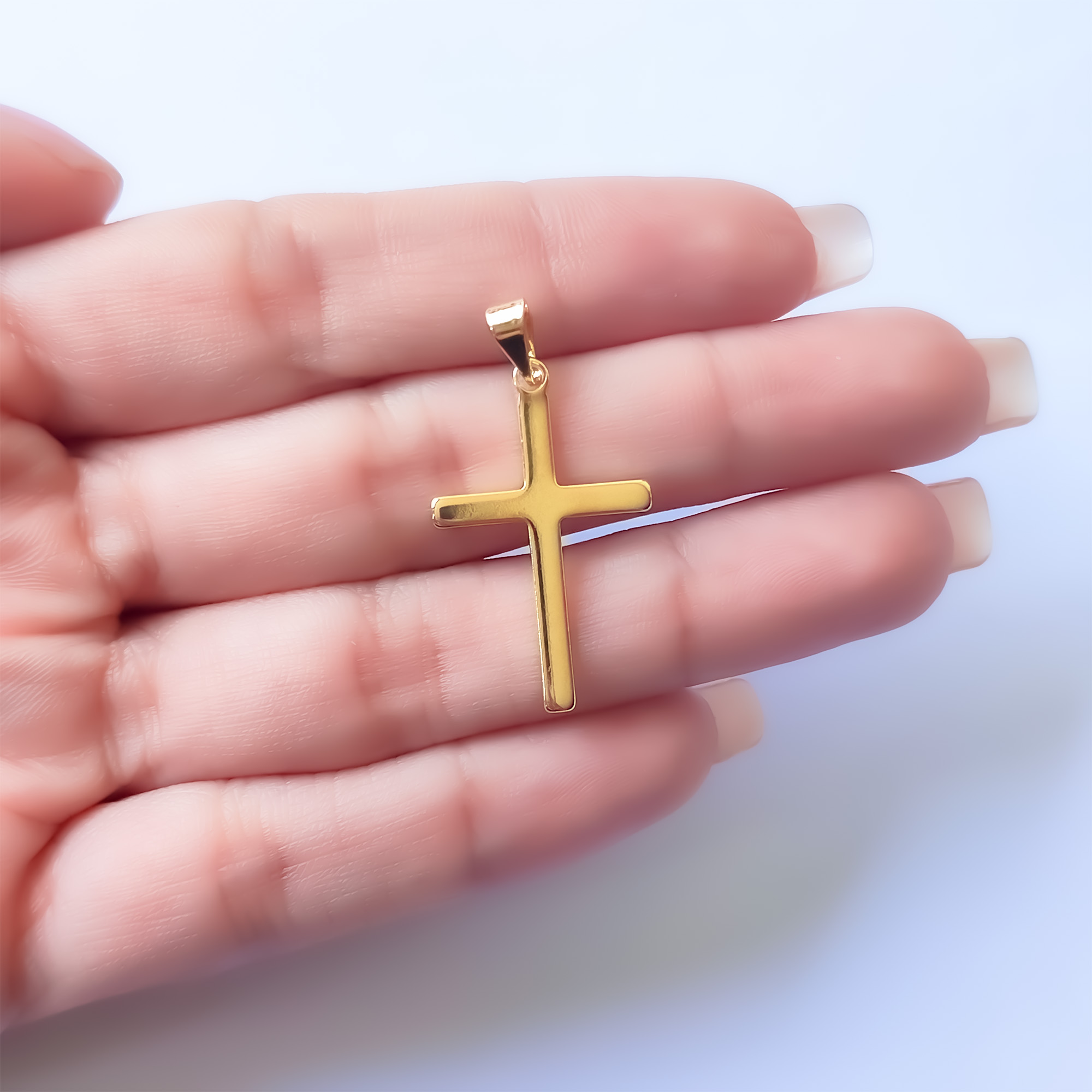 COLGANTE CRUZ LISO PLANO ENCHAPADO ORO 18K - 4