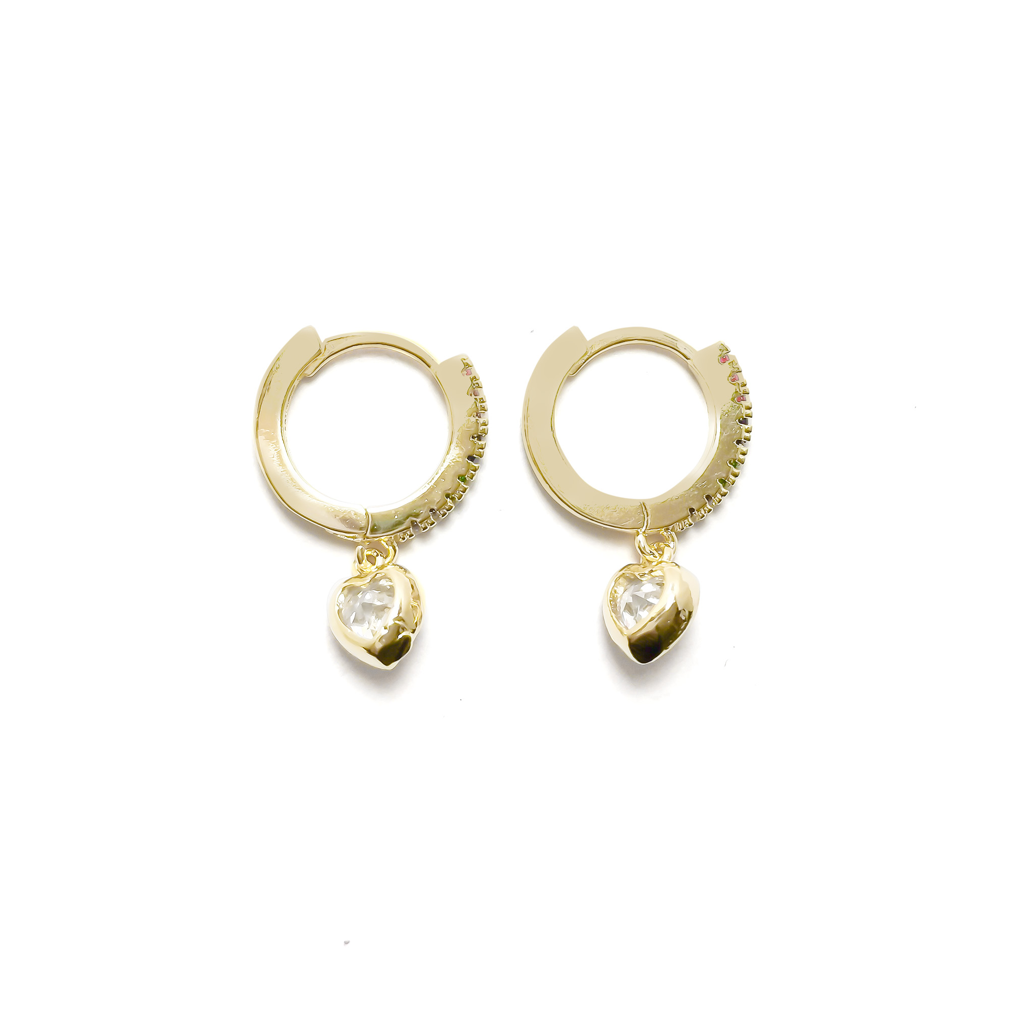 AROS ARGOLLA CINTILLO CIRCON COLORES CORAZON ENCHAPADO ORO 18K - 2
