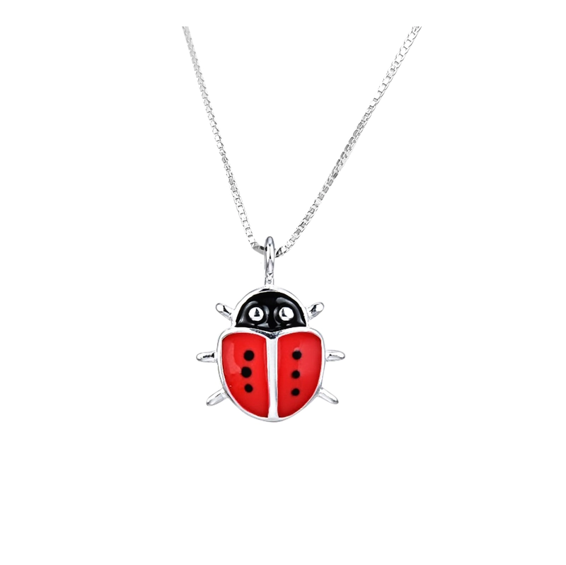 COLLAR CHINITA EN COLOR ROJO PLATA FINA 925 - 1