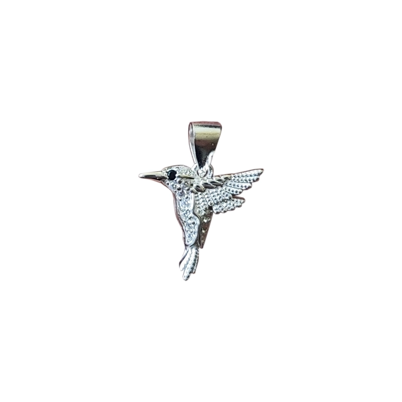 COLGANTE COLIBRÍ CIRCÓN EN COLOR BLANCO PLATA FINA 925 - 1