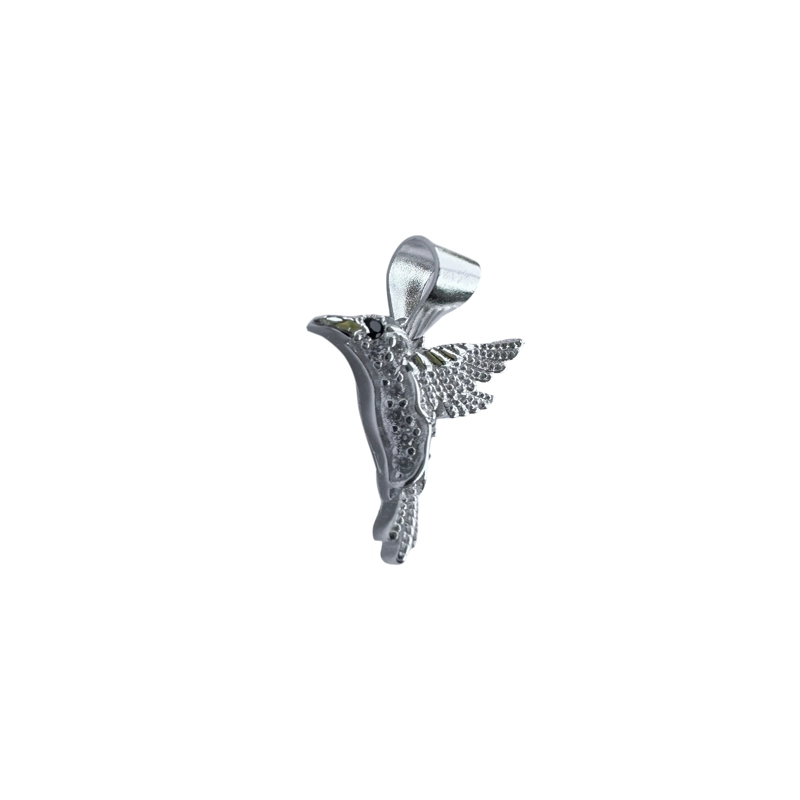 COLGANTE COLIBRÍ CIRCÓN EN COLOR BLANCO PLATA FINA 925 - 2