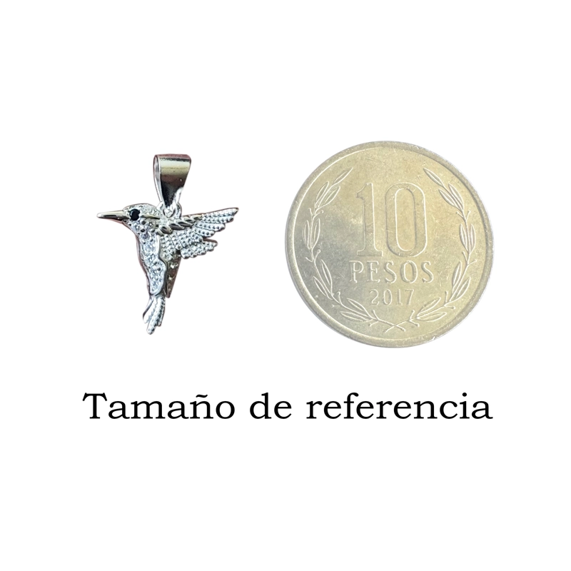 COLGANTE COLIBRÍ CIRCÓN EN COLOR BLANCO PLATA FINA 925 - 3