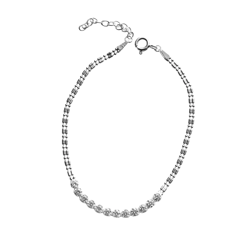 PULSERA 12 CIRCONES EN COLOR BLANCO PLATA FINA 925 - 1