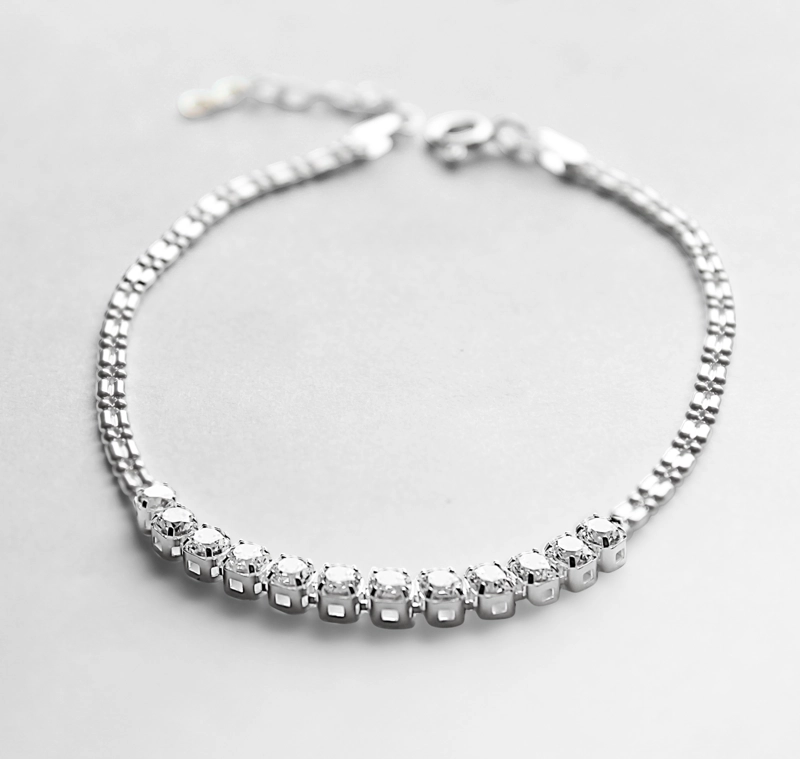 PULSERA 12 CIRCONES EN COLOR BLANCO PLATA FINA 925 - 2