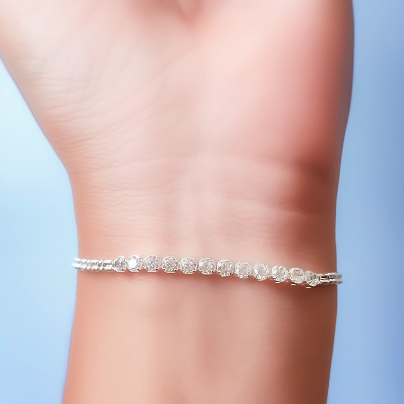PULSERA 12 CIRCONES EN COLOR BLANCO PLATA FINA 925 - 5