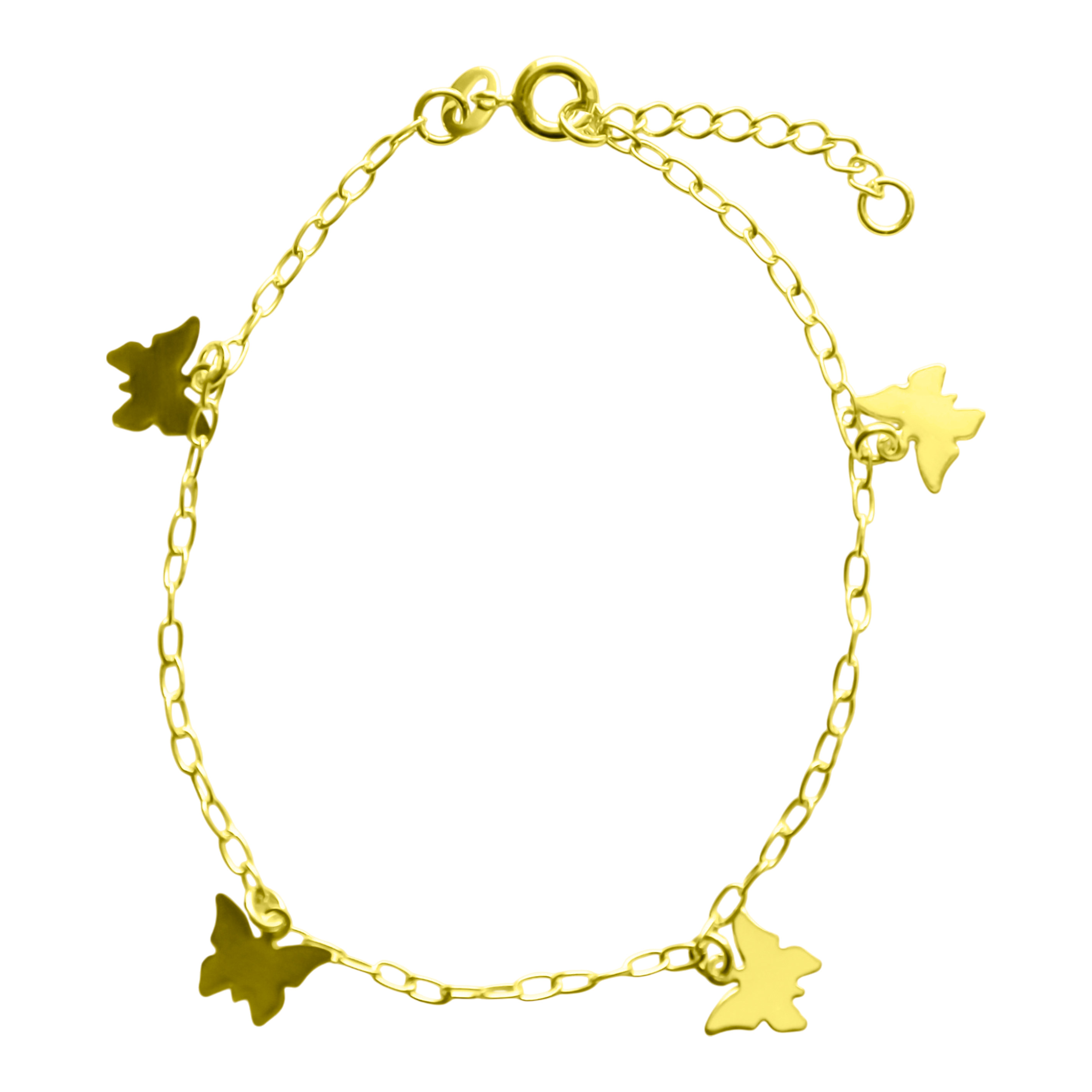 PULSERA 4 MARIPOSAS ENCHAPADA ORO 18K - 1